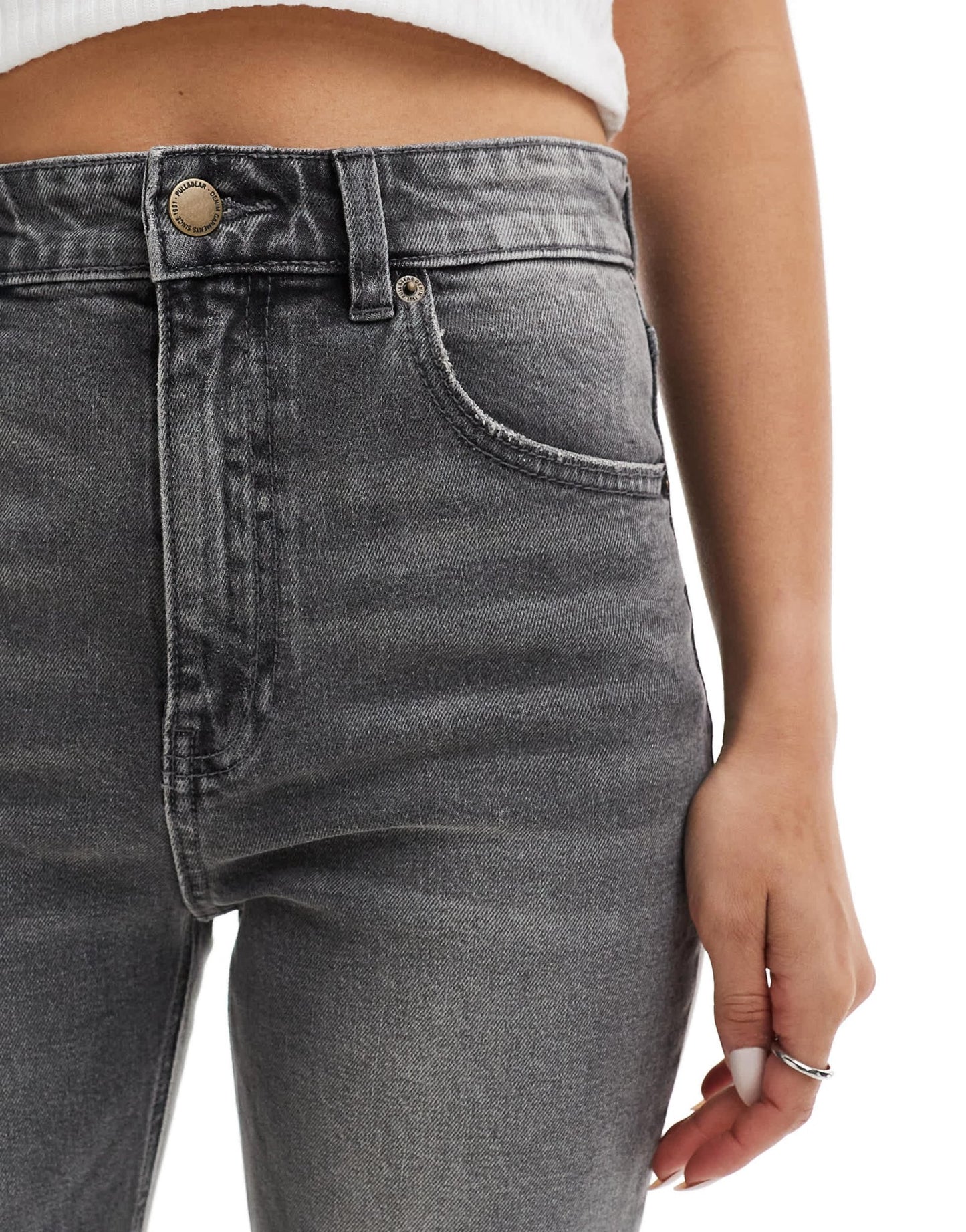 Pull&Bear comfort mom jean in washed grey - ASOS Sample Sale