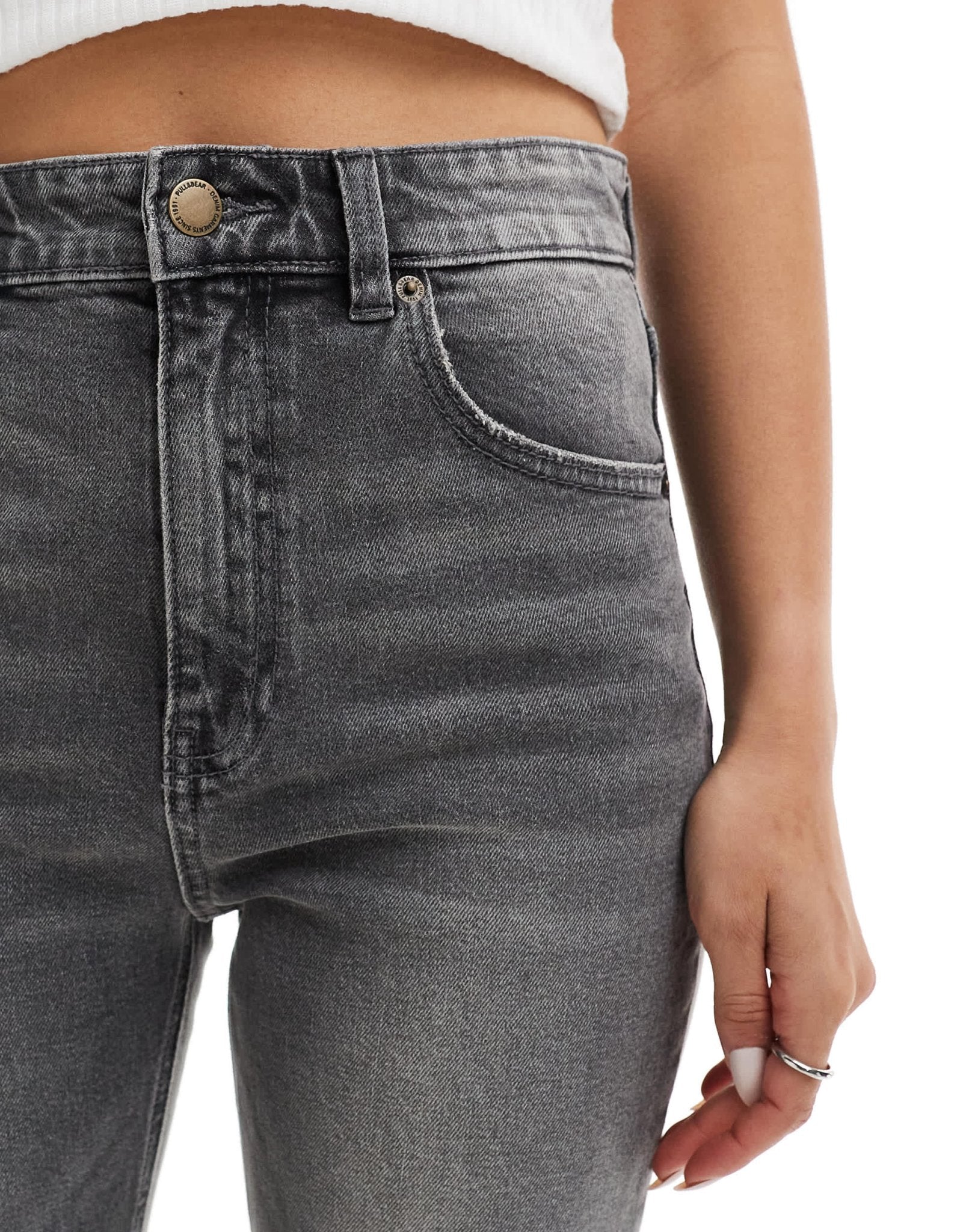 Pull&Bear comfort mom jean in washed grey - ASOS Sample Sale