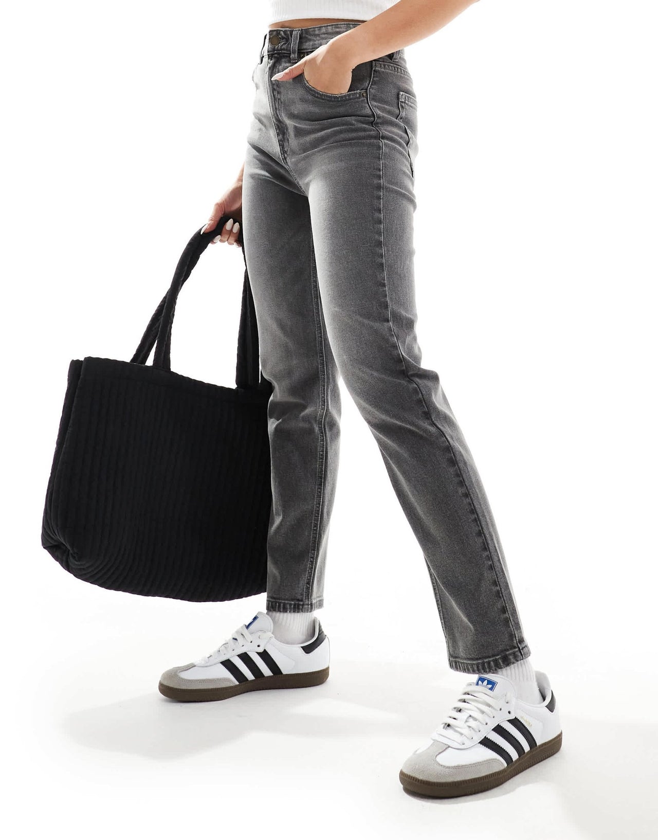 Pull&Bear comfort mom jean in washed grey - ASOS Sample Sale