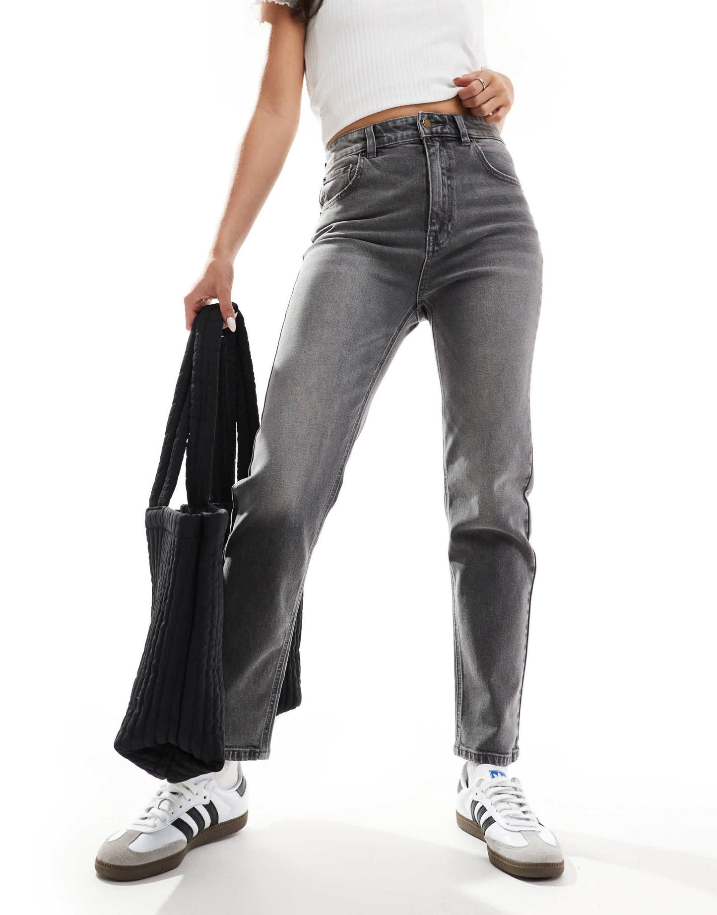 Pull&Bear comfort mom jean in washed grey - ASOS Sample Sale