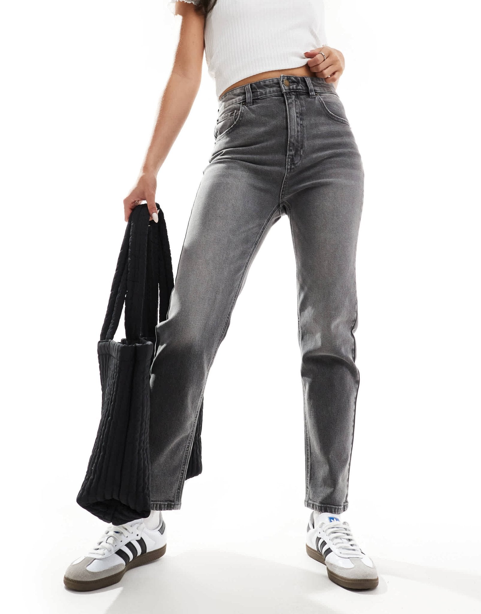 Pull&Bear comfort mom jean in washed grey - ASOS Sample Sale