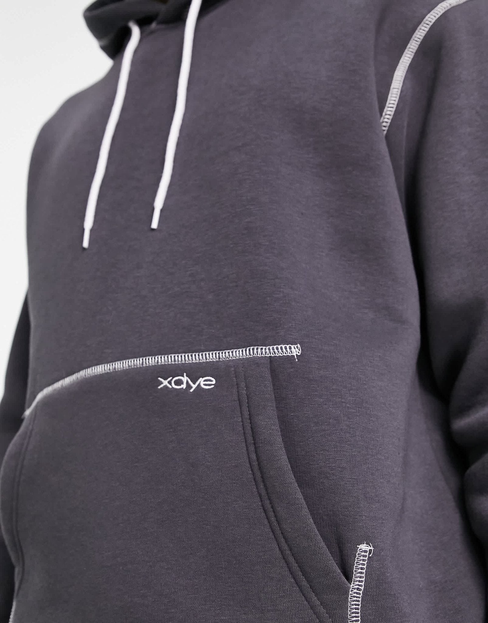 Pull&Bear contrast stitch hoodie in dark grey - ASOS Sample Sale