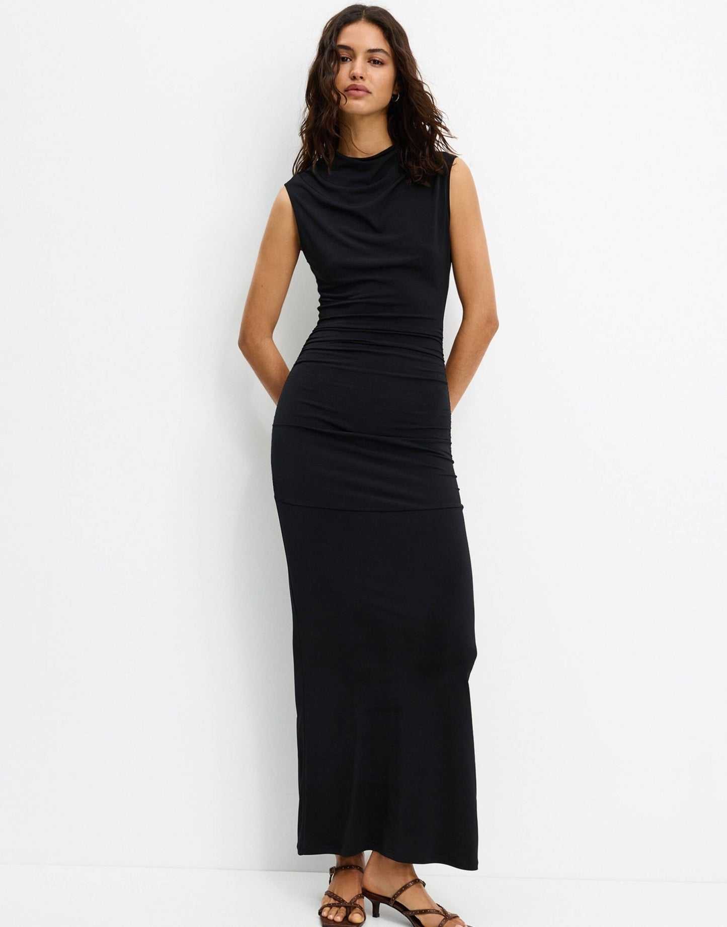 Pull&Bear cowl neck sleeveless dress in black - ASOS Sample Sale