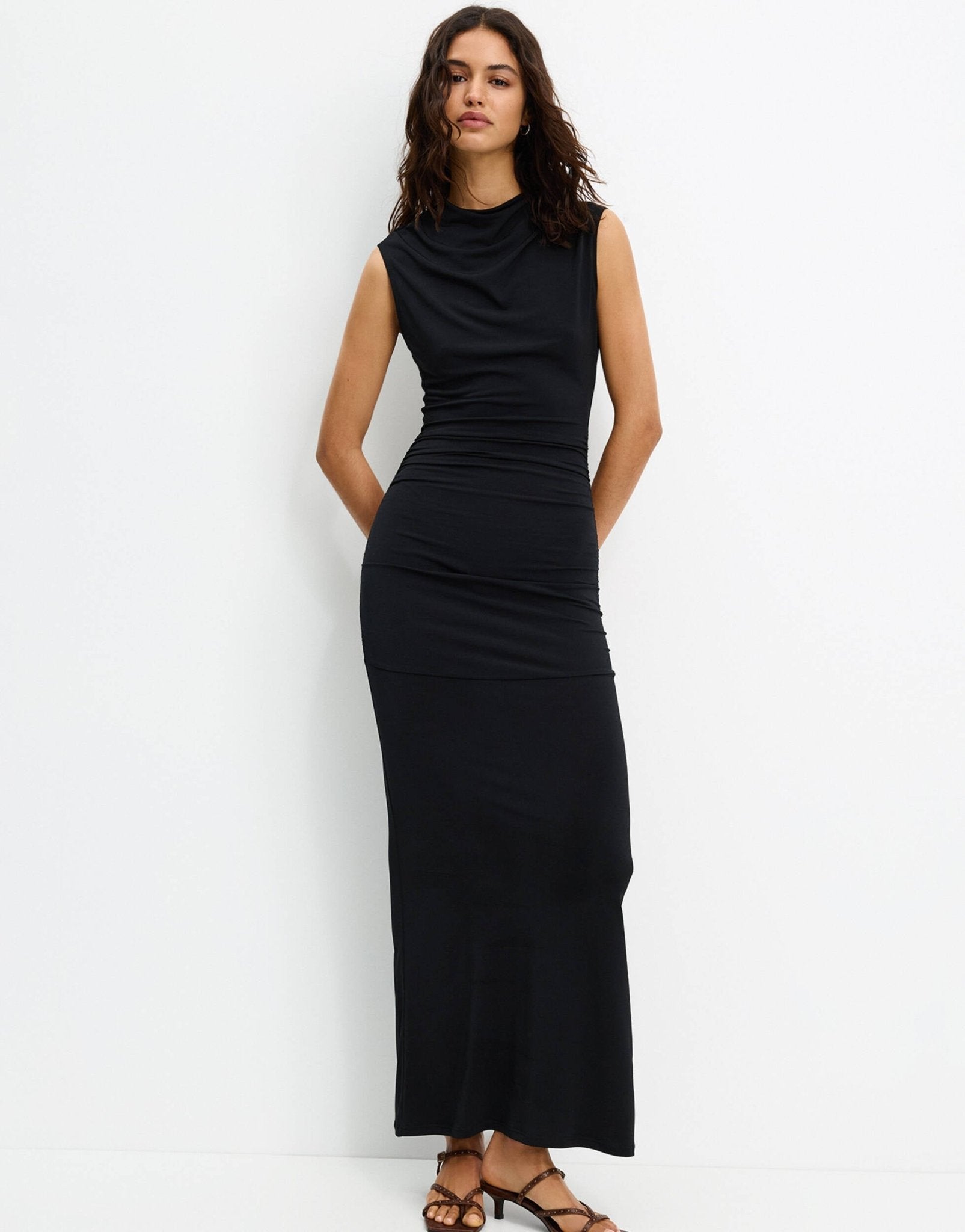 Pull&Bear cowl neck sleeveless dress in black - ASOS Sample Sale