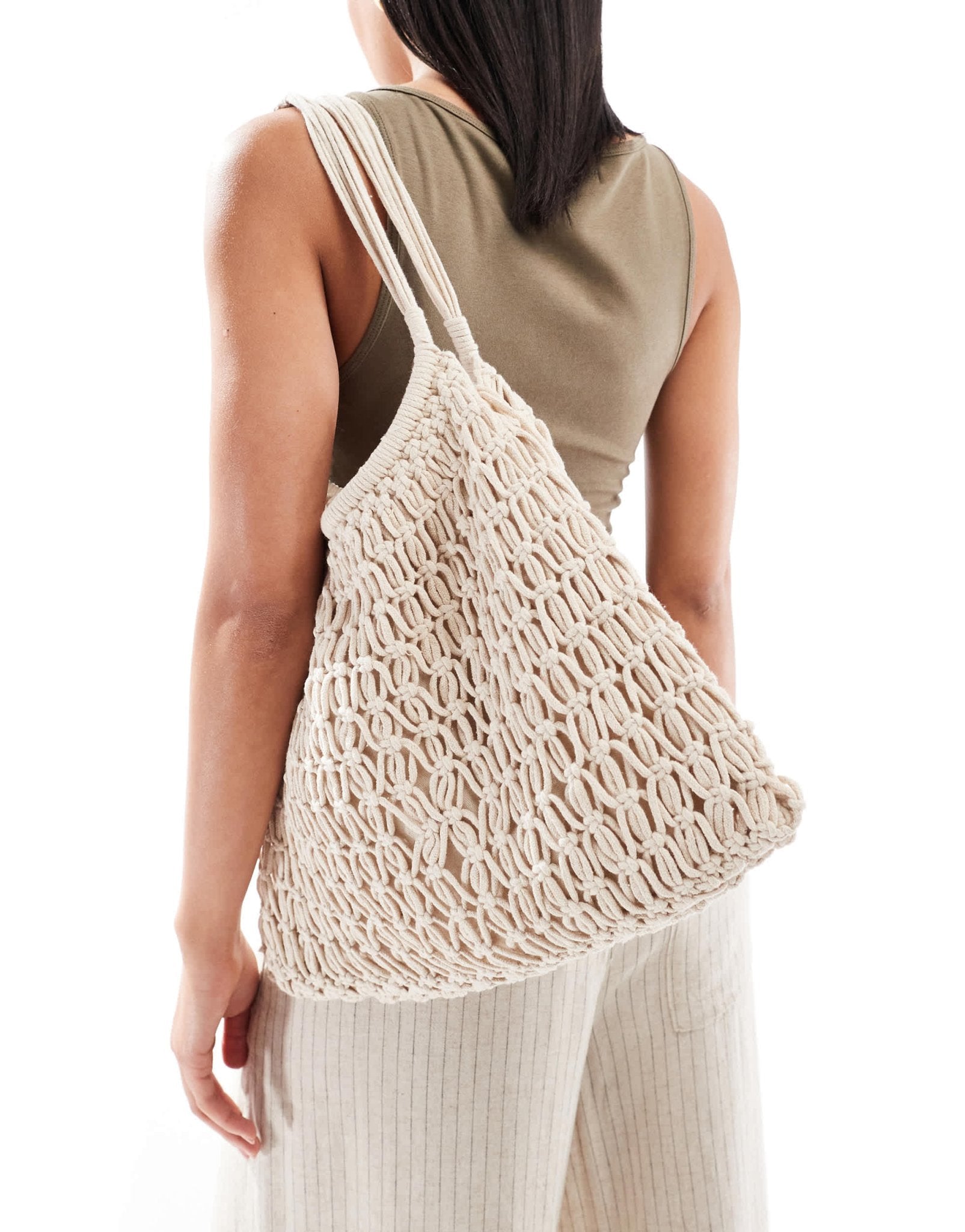 Pull&Bear crochet beach bag in ecru - ASOS Sample Sale