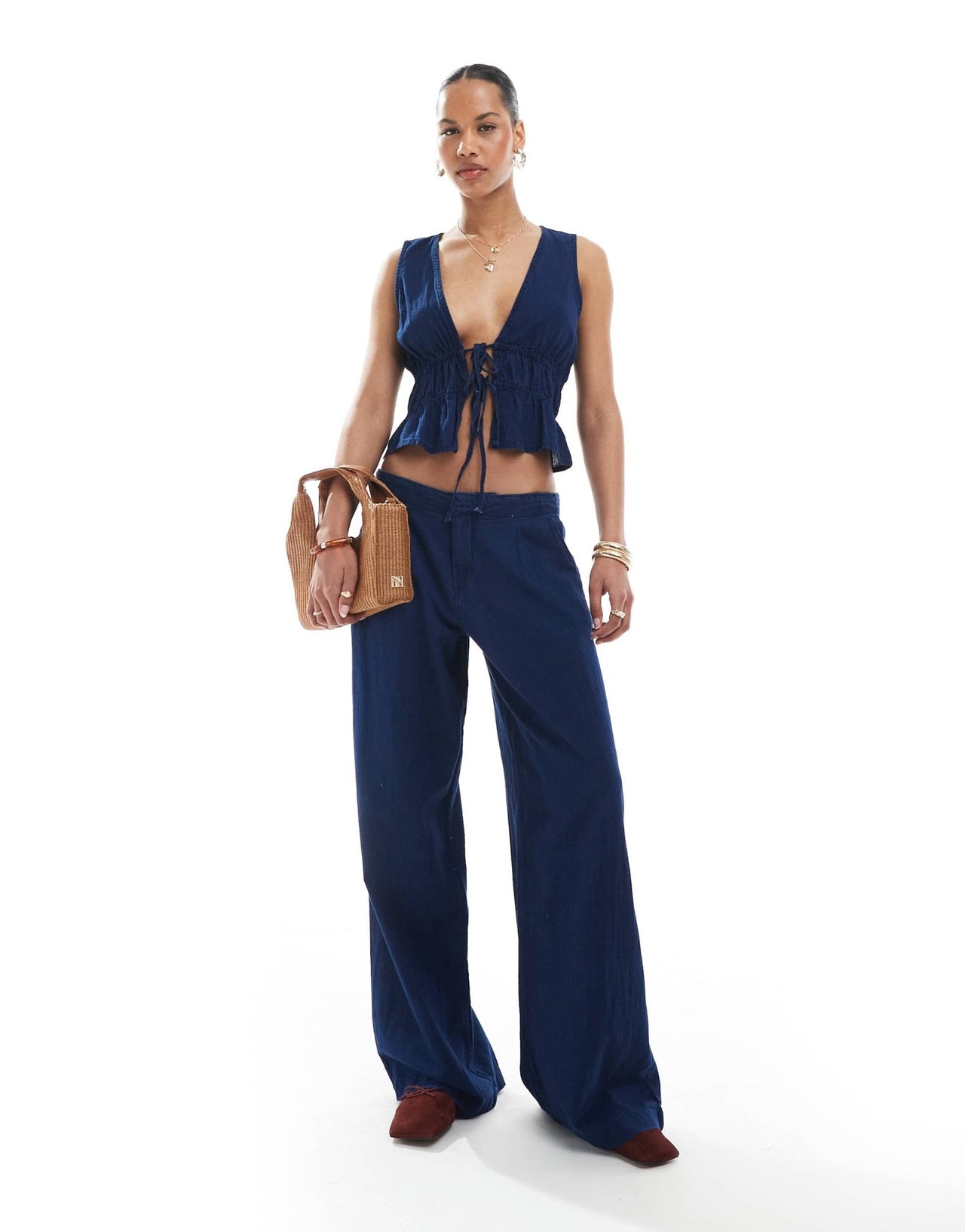 Pull&Bear culotte jean co-ord in dark blue rinse - ASOS Sample Sale