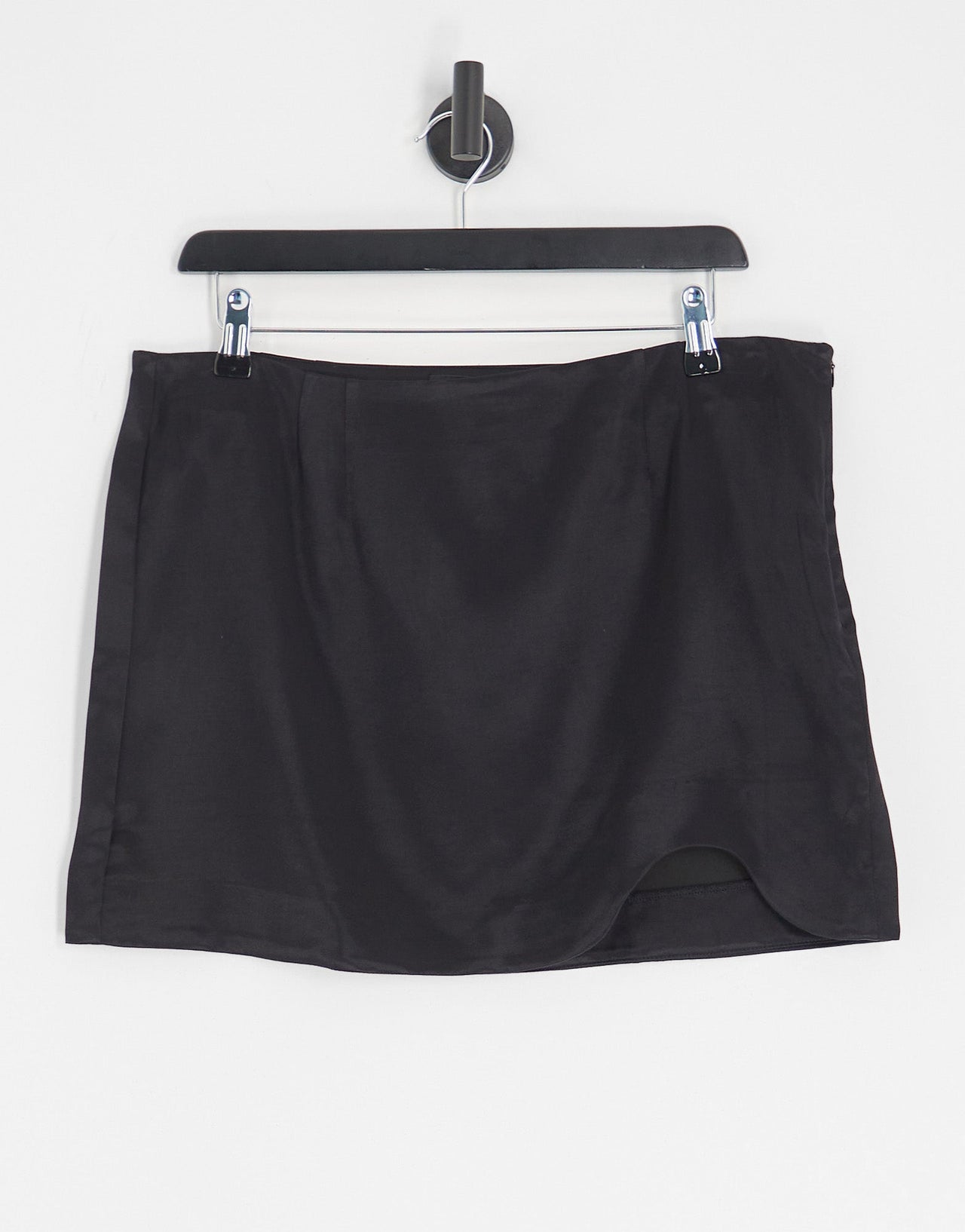 Pull&Bear curved hem satin mini skirt in black - ASOS Sample Sale