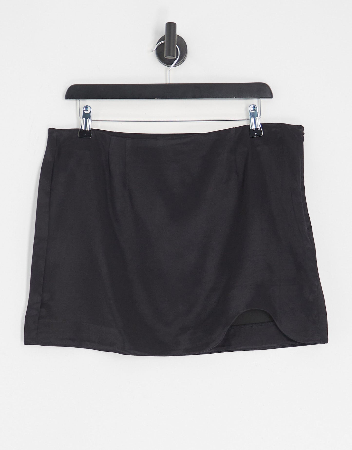 Pull&Bear curved hem satin mini skirt in black - ASOS Sample Sale