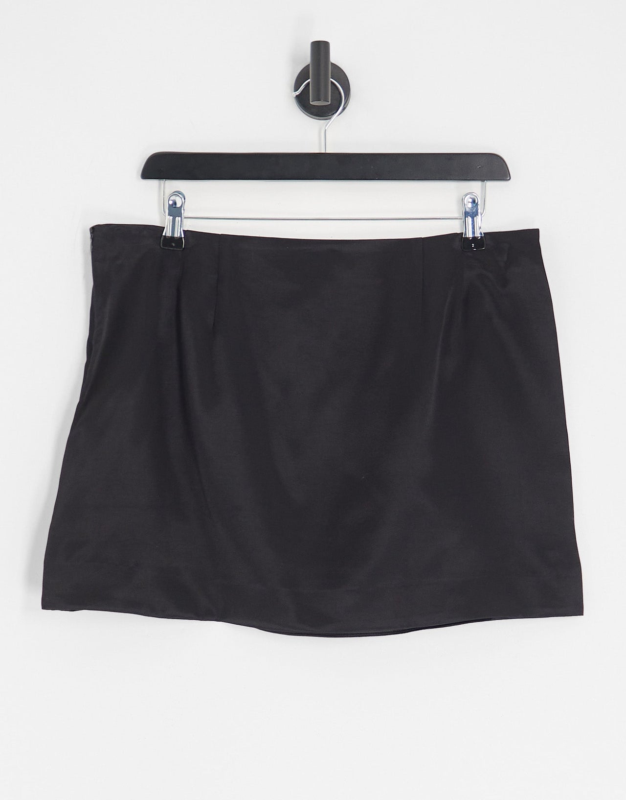 Pull&Bear curved hem satin mini skirt in black - ASOS Sample Sale