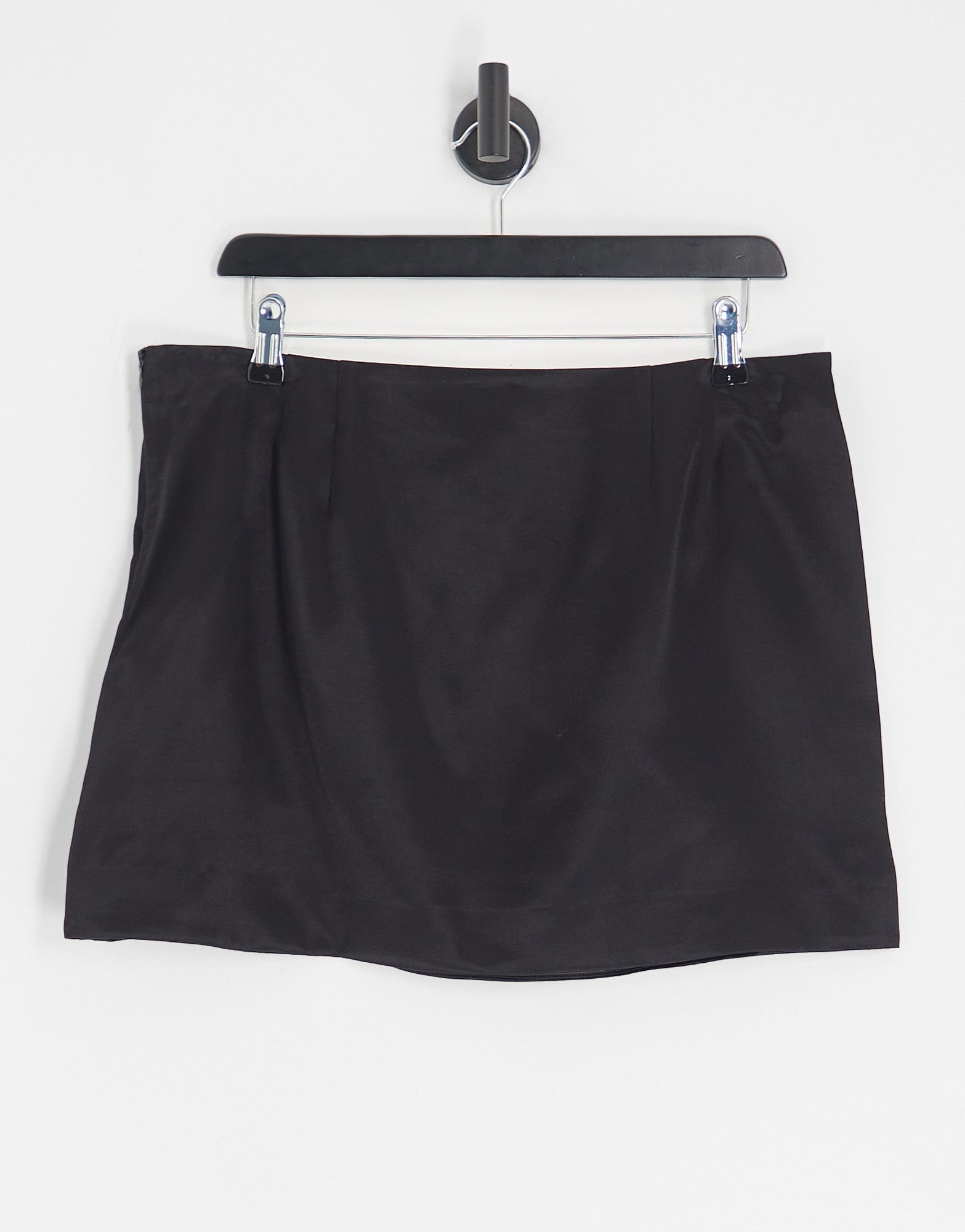 Pull&Bear curved hem satin mini skirt in black - ASOS Sample Sale