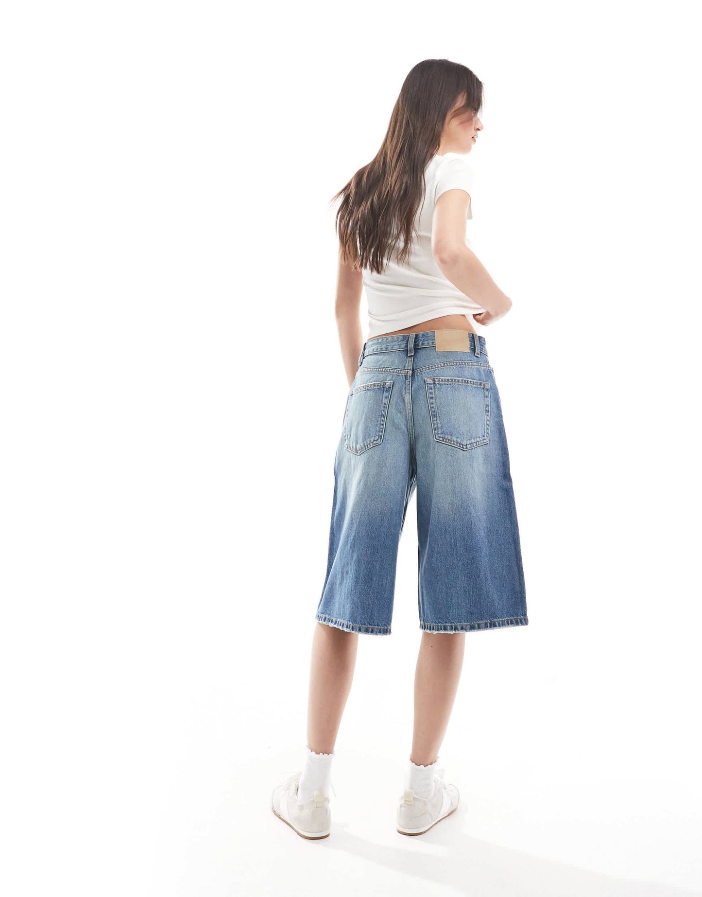 Pull&Bear denim jorts in mid blue wash - ASOS Sample Sale