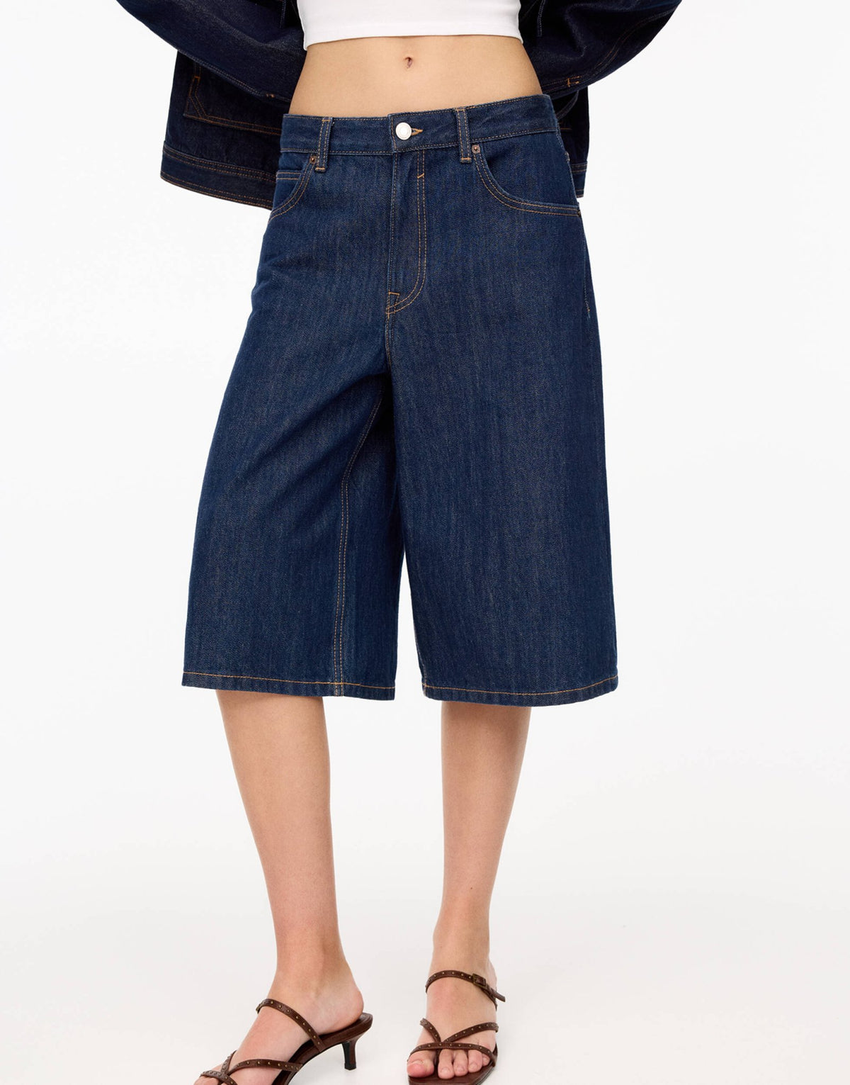 Pull&Bear denim jorts in navy - ASOS Sample Sale