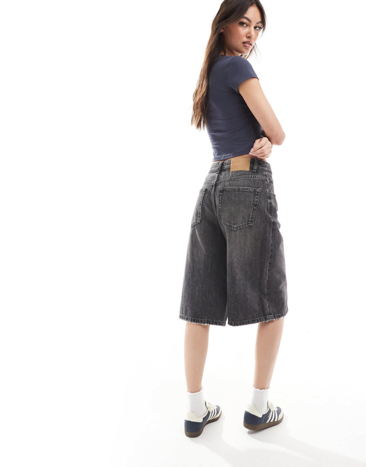 Pull&Bear denim jorts in washed black - ASOS Sample Sale