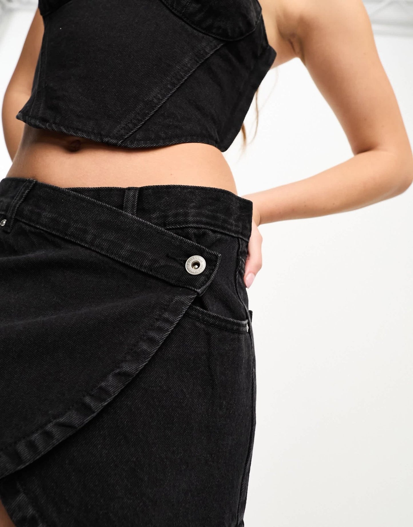 Pull&Bear denim skort co-ord in black - ASOS Sample Sale