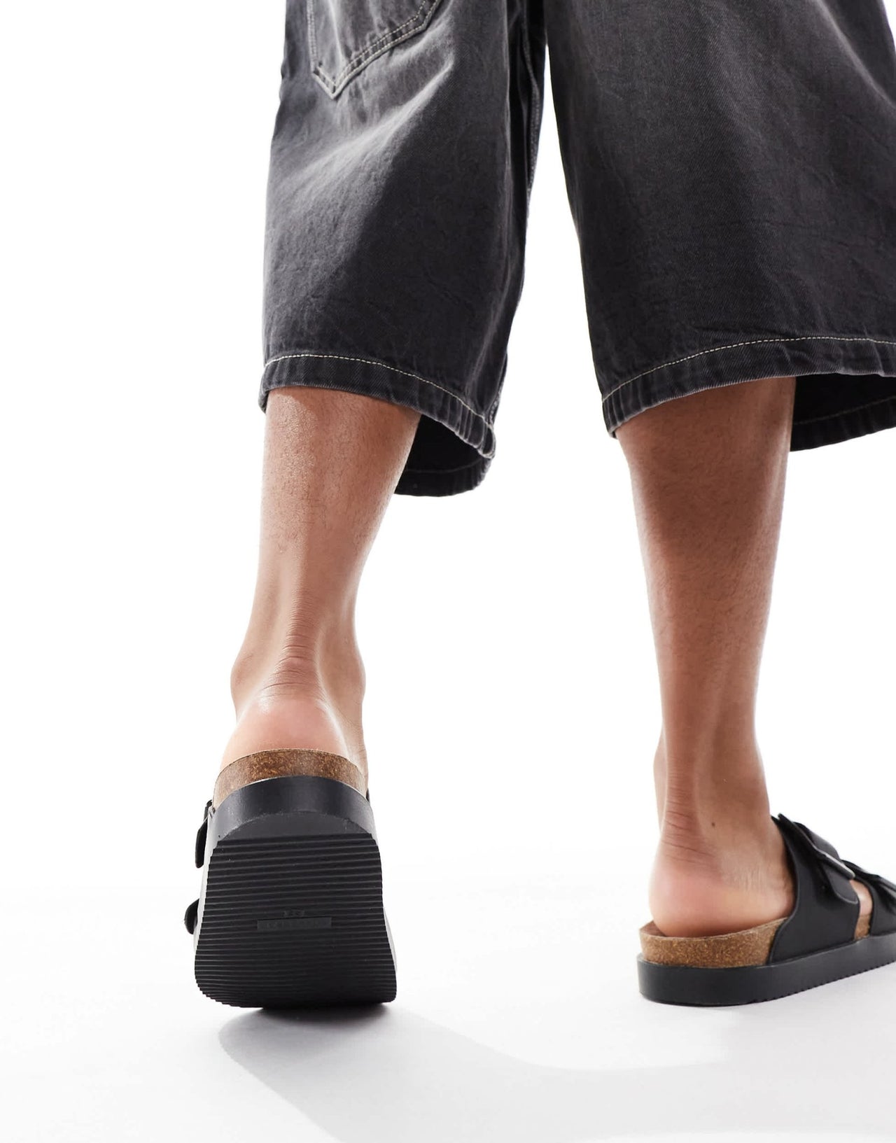 Pull&Bear double strap sandal in black - ASOS Sample Sale