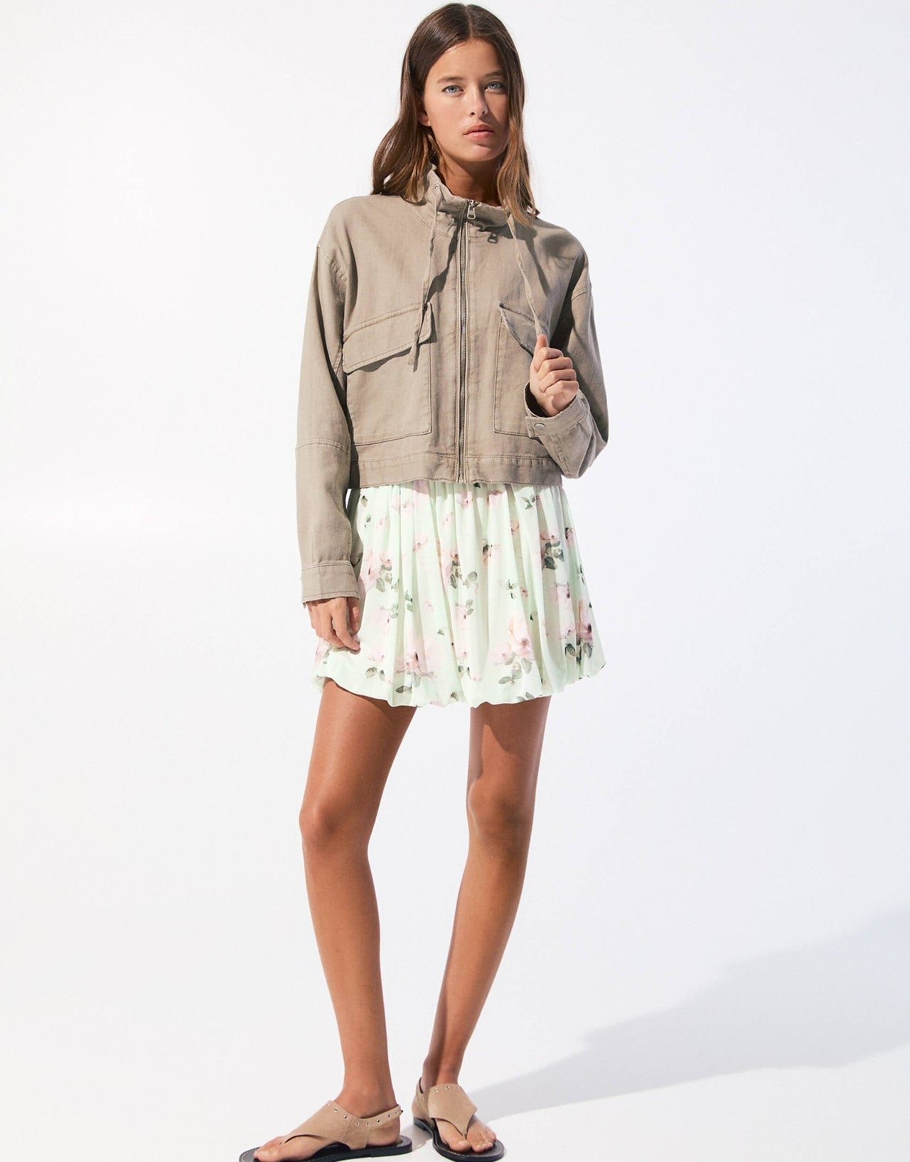 Pull&Bear floral mesh balloon mini skirt in mint - ASOS Sample Sale