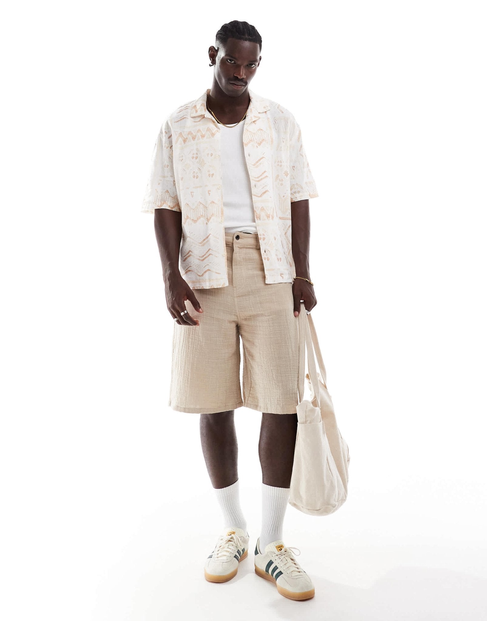 Pull&bear geometric aztec print shirt in tan - ASOS Sample Sale