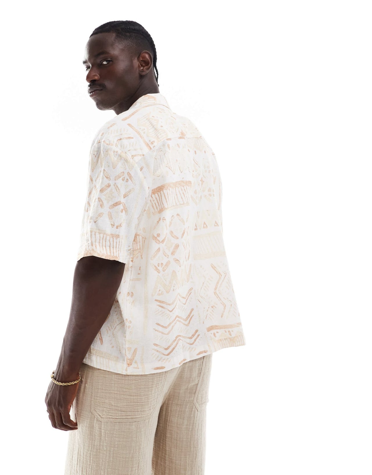 Pull&bear geometric aztec print shirt in tan - ASOS Sample Sale