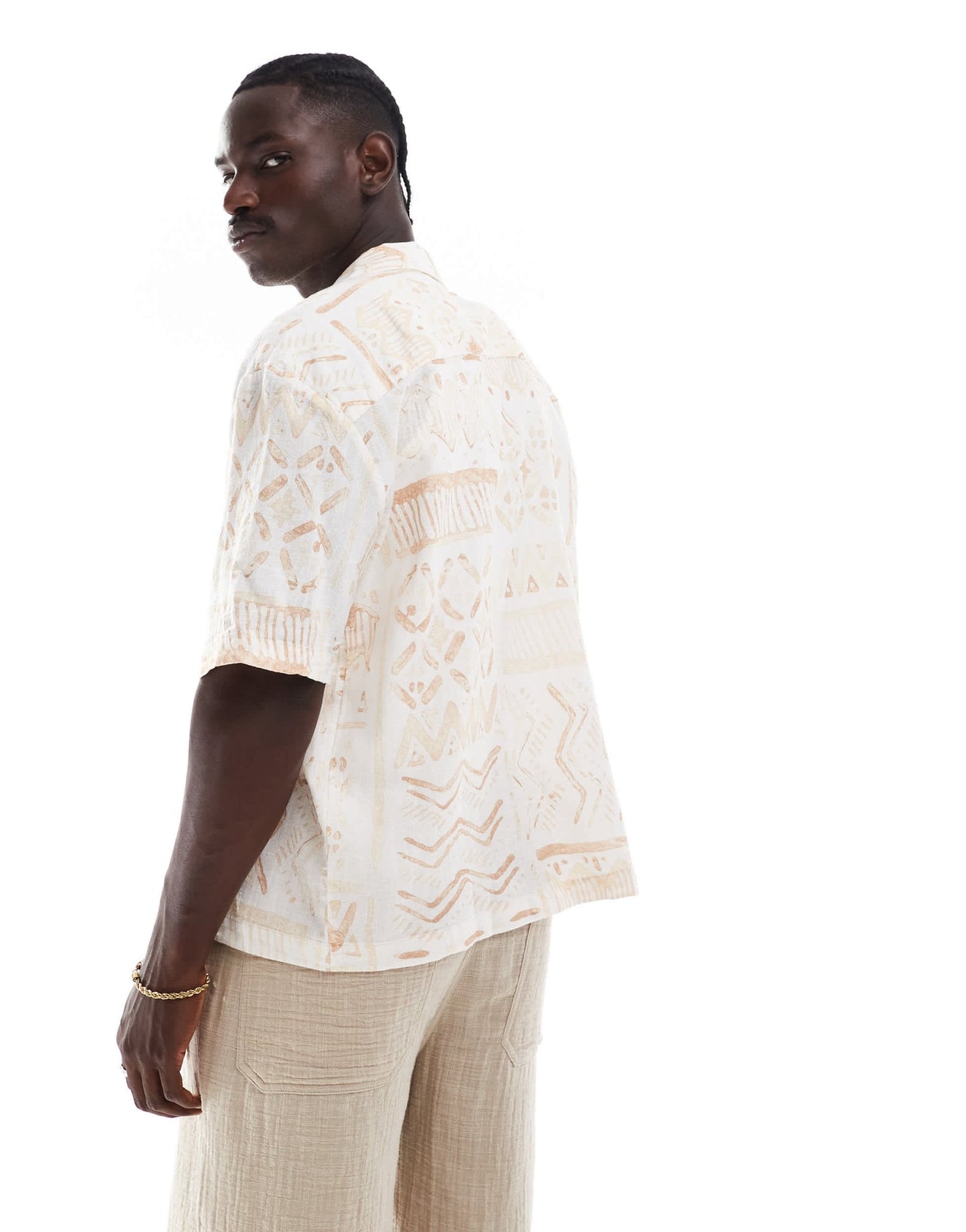 Pull&bear geometric aztec print shirt in tan - ASOS Sample Sale