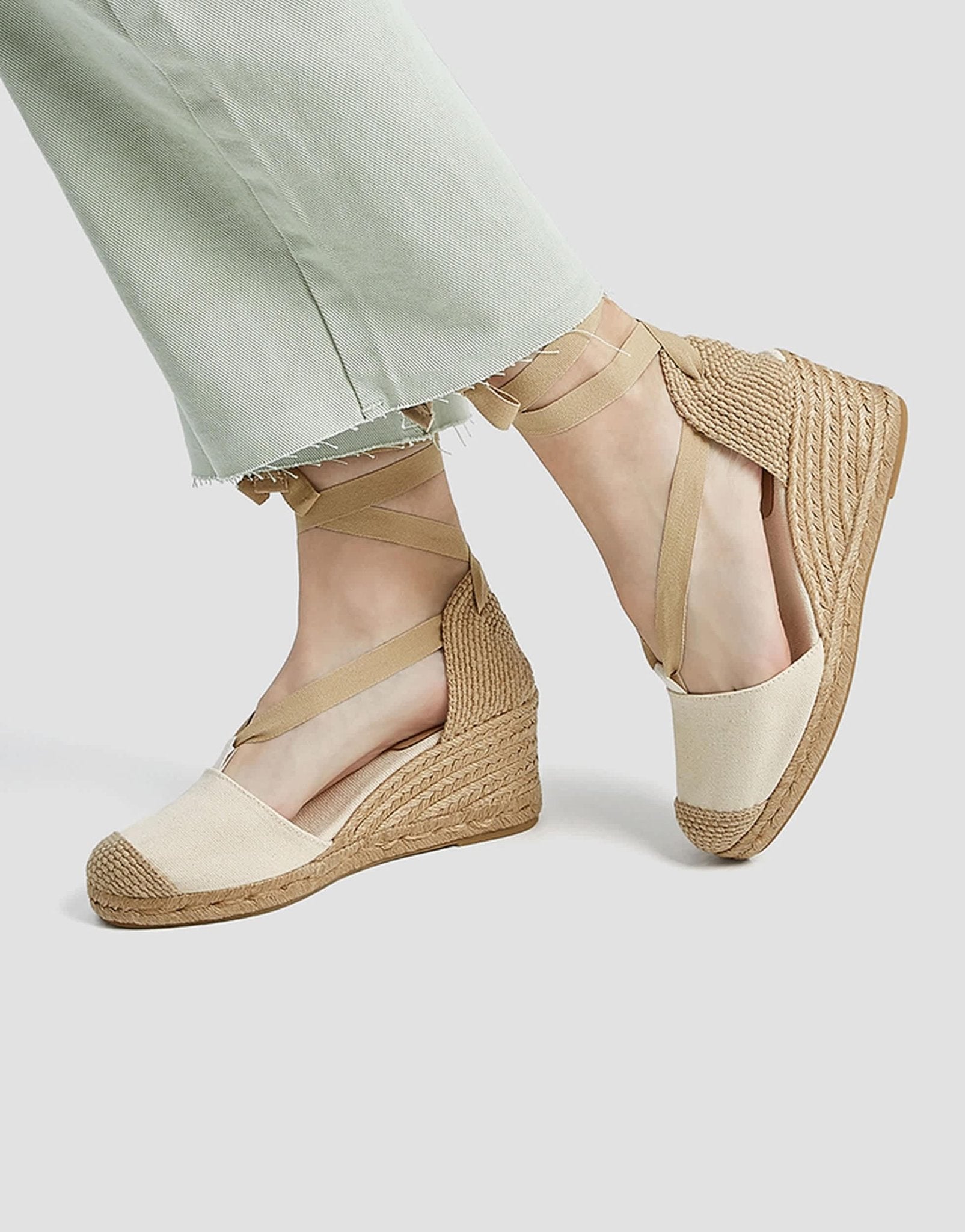 Pull&bear heeled espadrille tie up shoes in khaki - ASOS Sample Sale