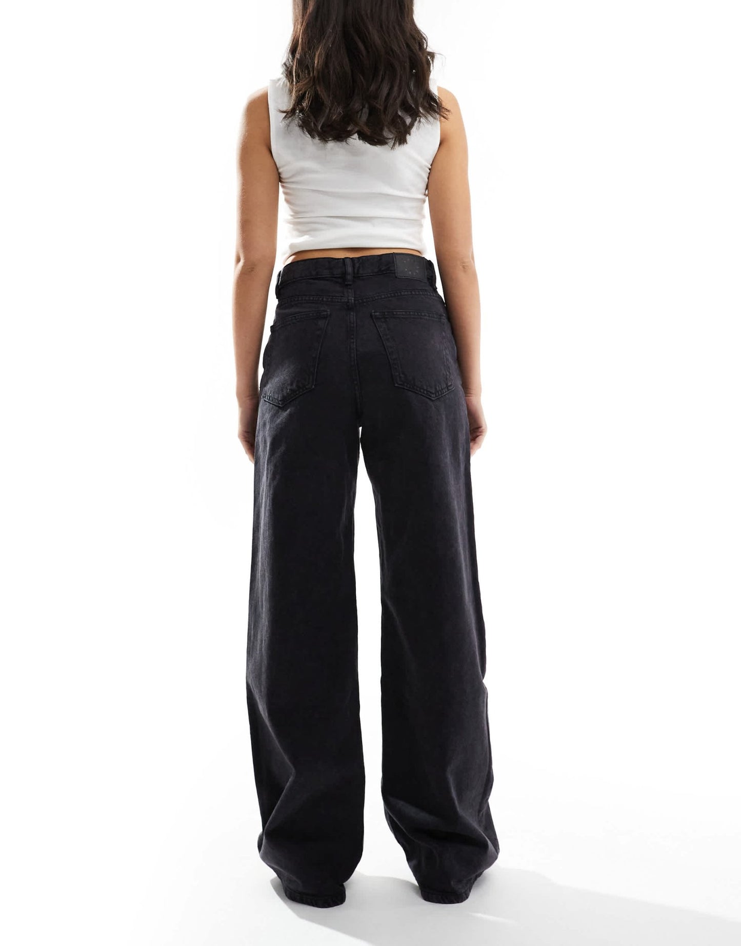 Pull&Bear high rise wide leg jean in black - ASOS Sample Sale