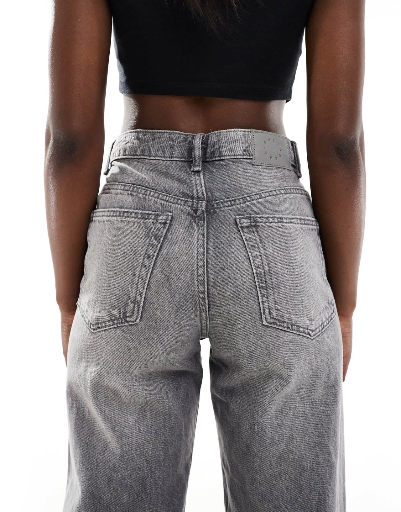 Pull&Bear high rise wide leg jean in dark grey - ASOS Sample Sale