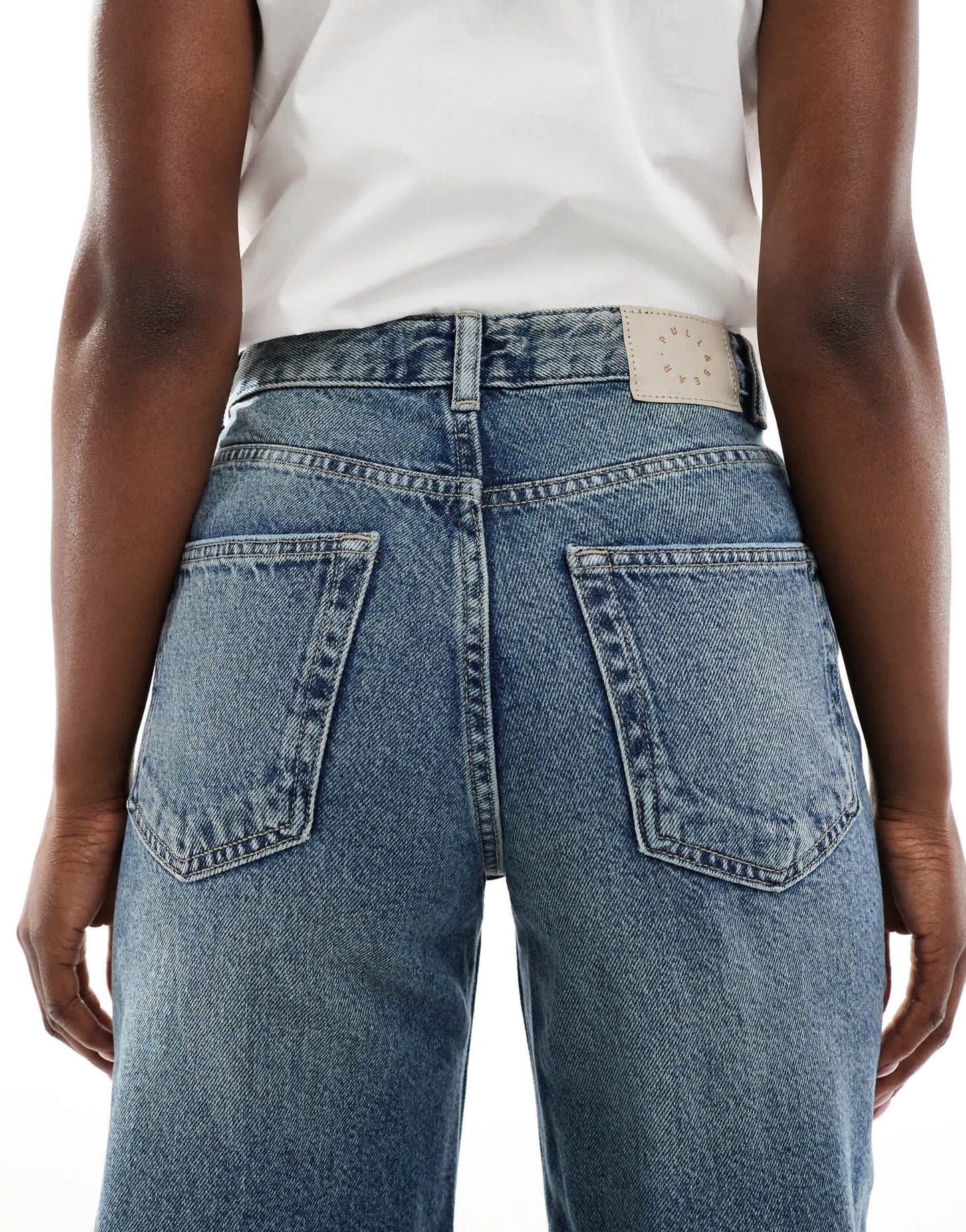 Pull&Bear high rise wide leg jean in dark indigo blue - ASOS Sample Sale