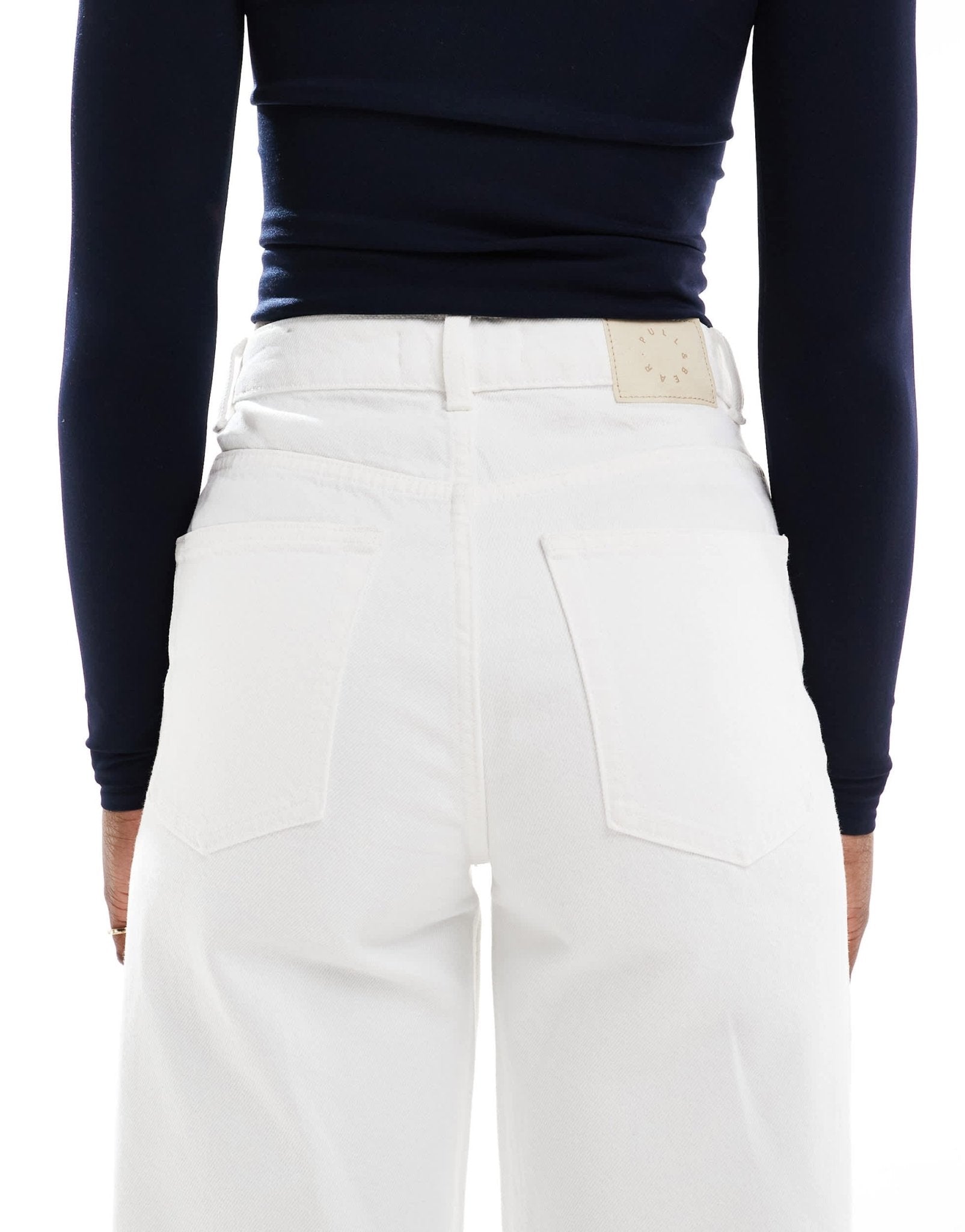 Pull&Bear high rise wide leg jean in white - ASOS Sample Sale