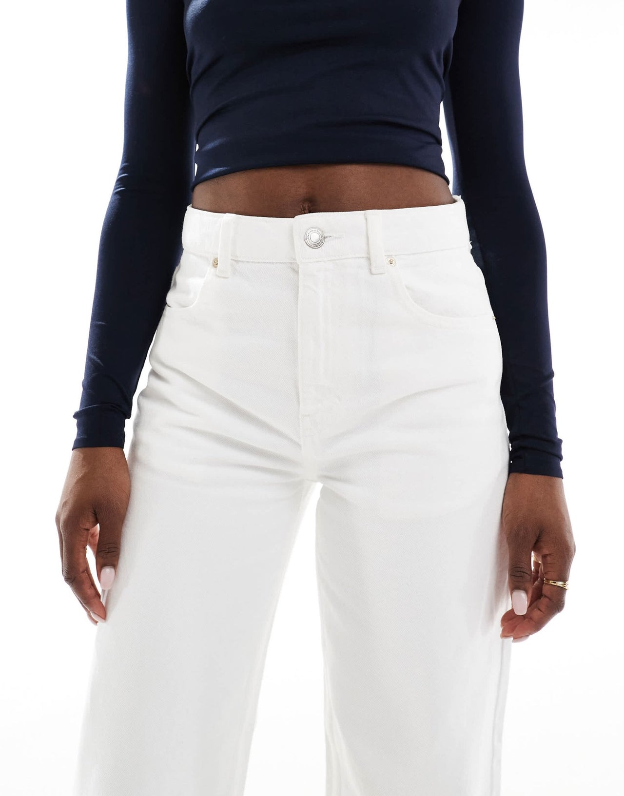 Pull&Bear high rise wide leg jean in white - ASOS Sample Sale