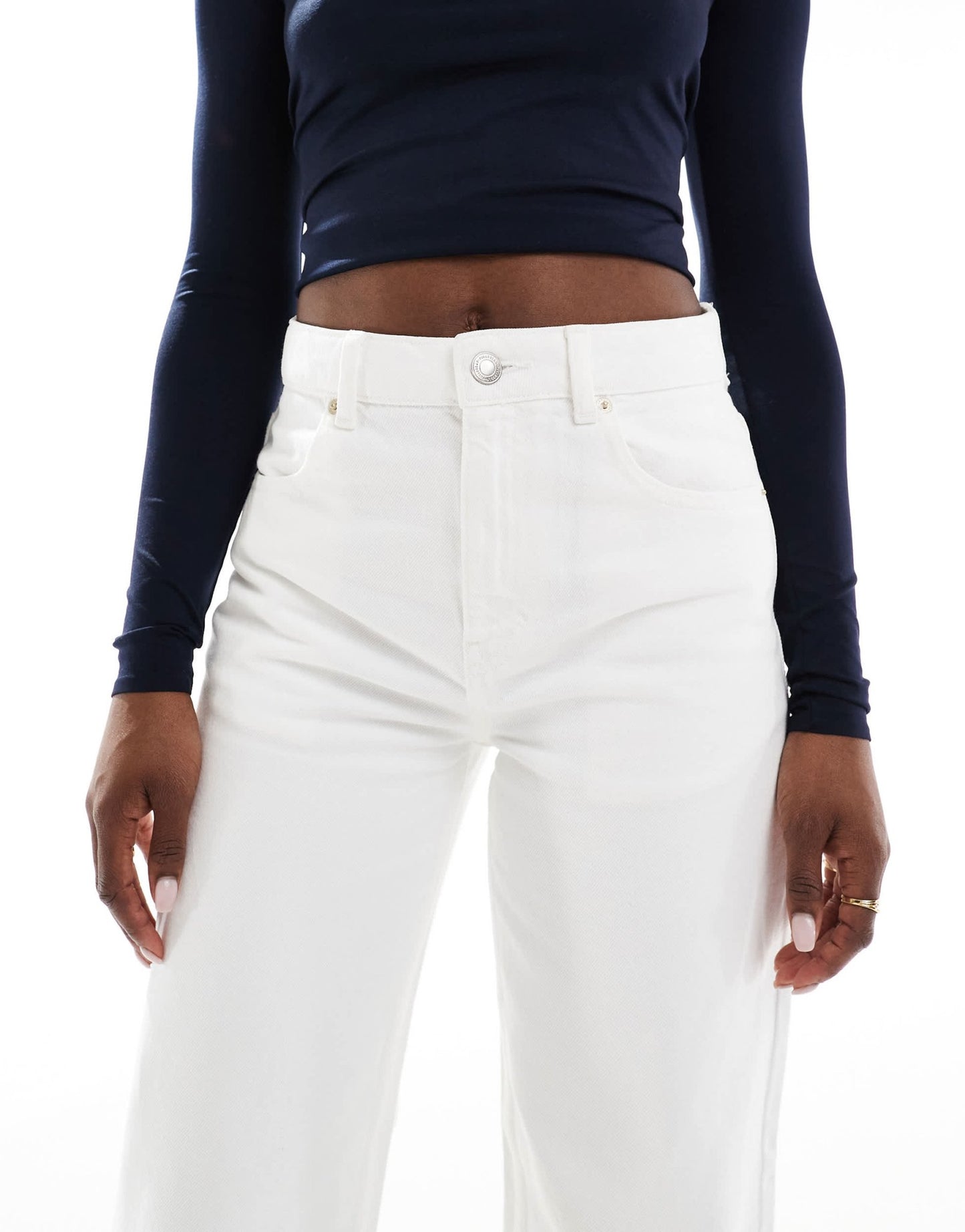 Pull&Bear high rise wide leg jean in white - ASOS Sample Sale