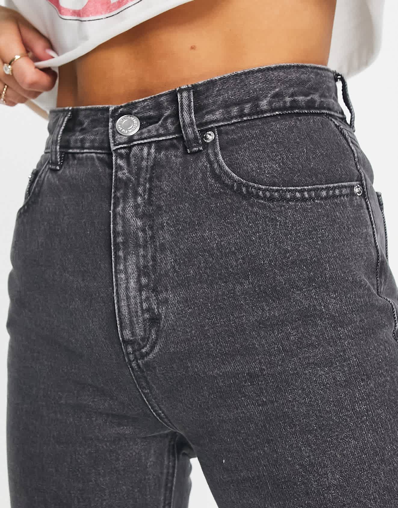 Pull&Bear high waisted mom jean in washed grey - ASOS Sample Sale
