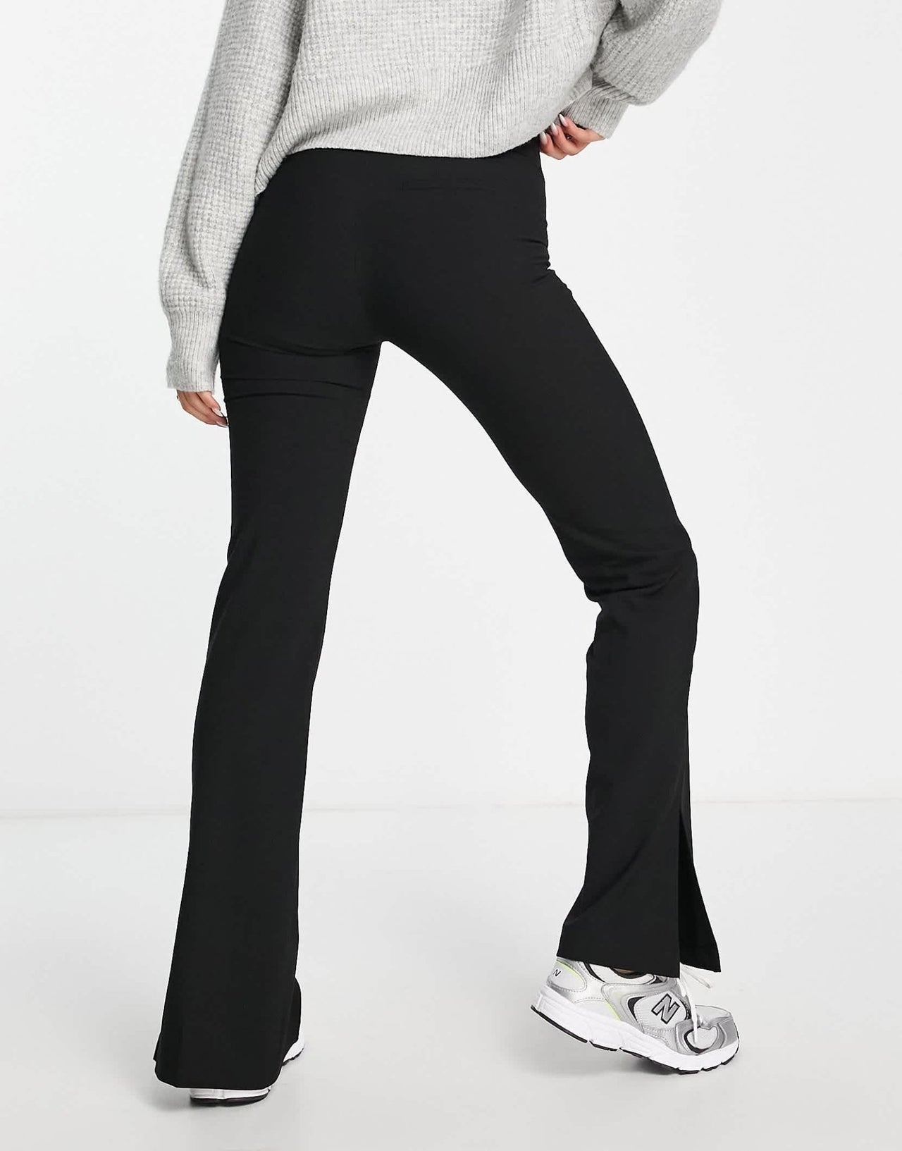 Pull&Bear high waisted split hem tailored trousers in black - ASOS Sample Sale