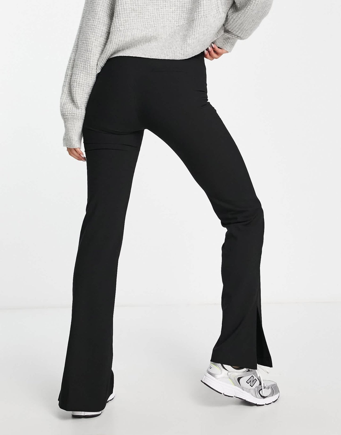 Pull&Bear high waisted split hem tailored trousers in black - ASOS Sample Sale