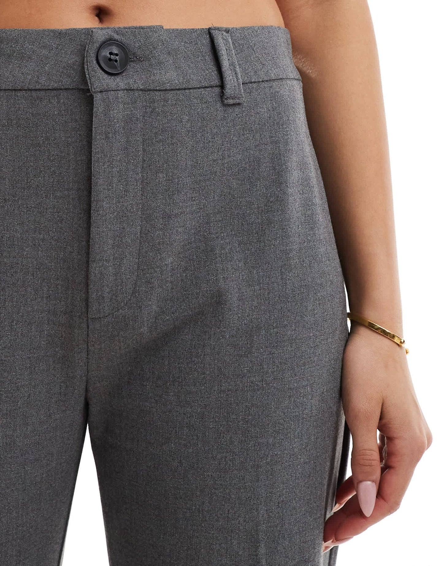 Pull&Bear high waisted straight leg tailored trouser in grey - ASOS Sample Sale