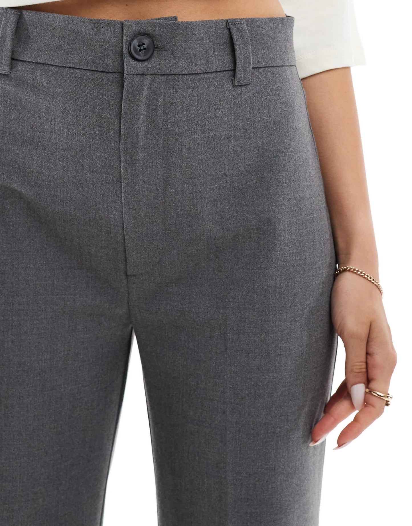 Pull&Bear high waisted tailored trouser in grey - ASOS Sample Sale