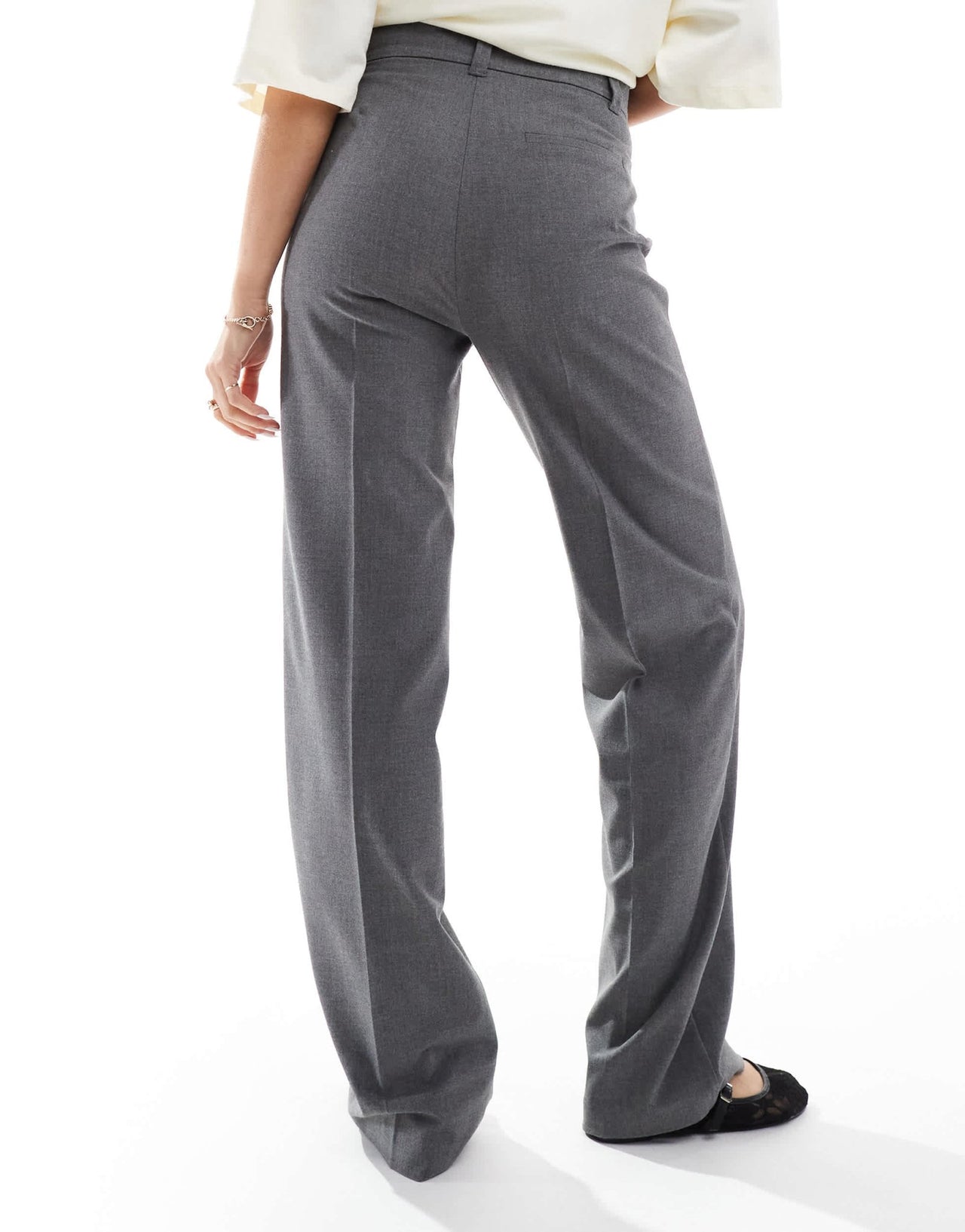 Pull&Bear high waisted tailored trouser in grey - ASOS Sample Sale