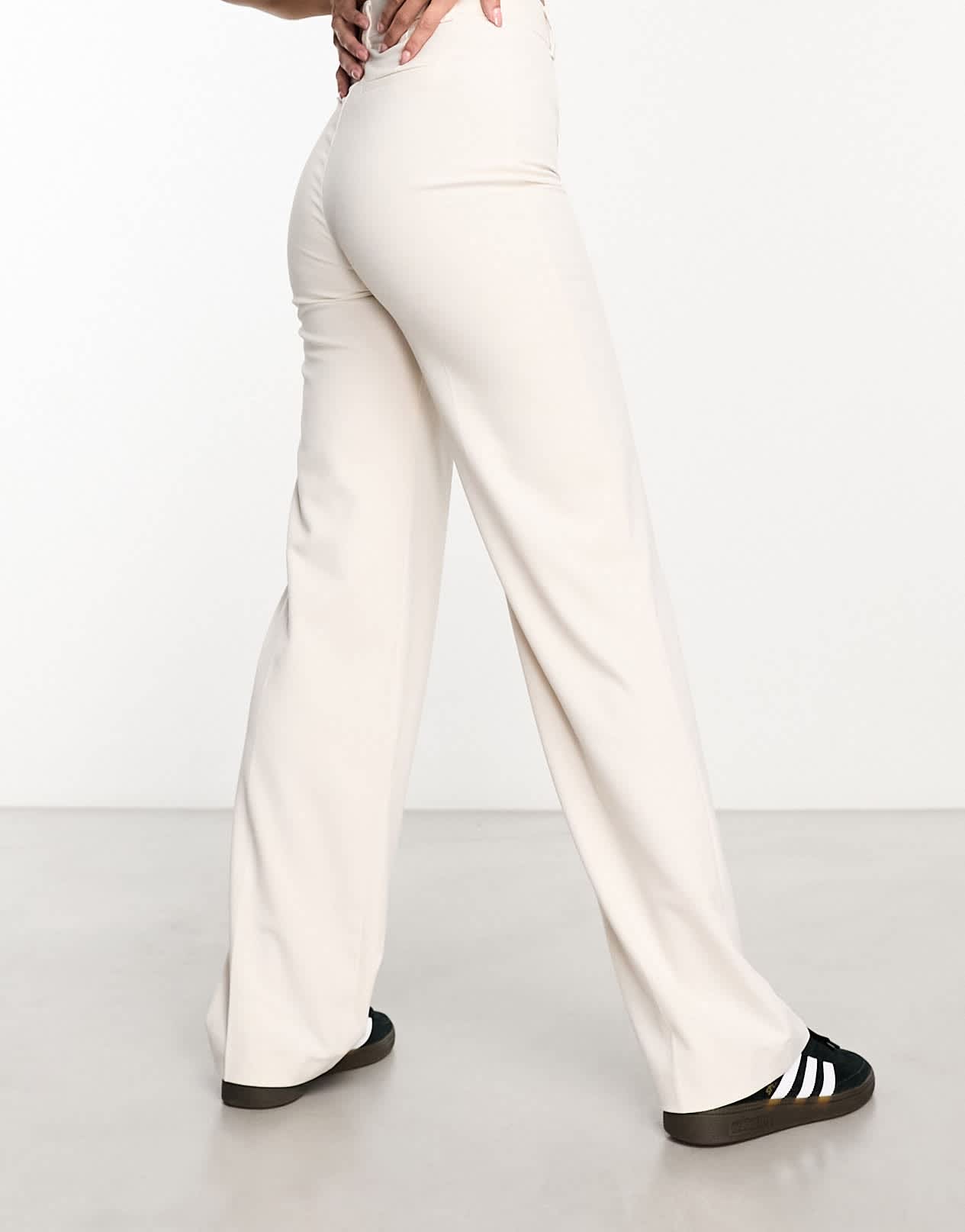 Pull&Bear high waisted tailored trousers in ecru - ASOS Sample Sale