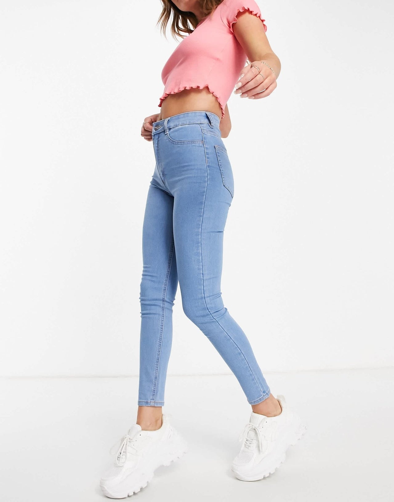 Pull&Bear high waisted ultra skinny jean in light blue - ASOS Sample Sale