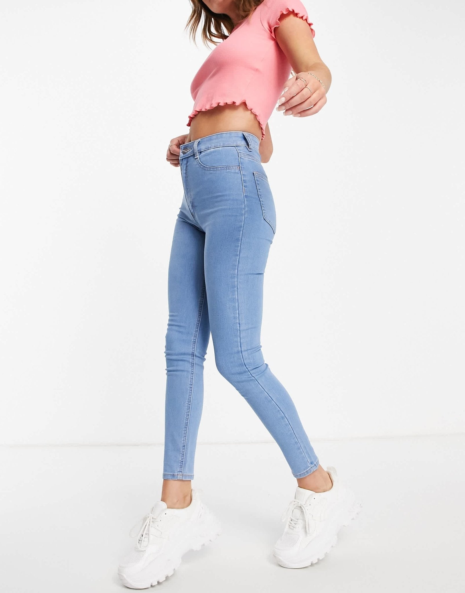 Pull&Bear high waisted ultra skinny jean in light blue - ASOS Sample Sale