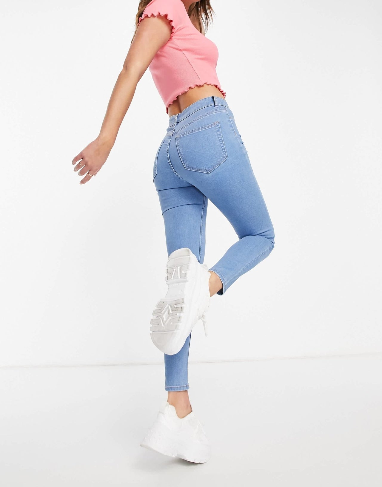 Pull&Bear high waisted ultra skinny jean in light blue - ASOS Sample Sale