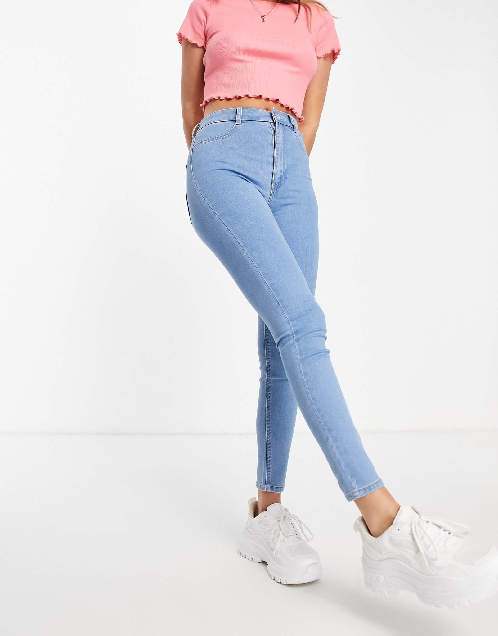 Pull&Bear high waisted ultra skinny jean in light blue - ASOS Sample Sale