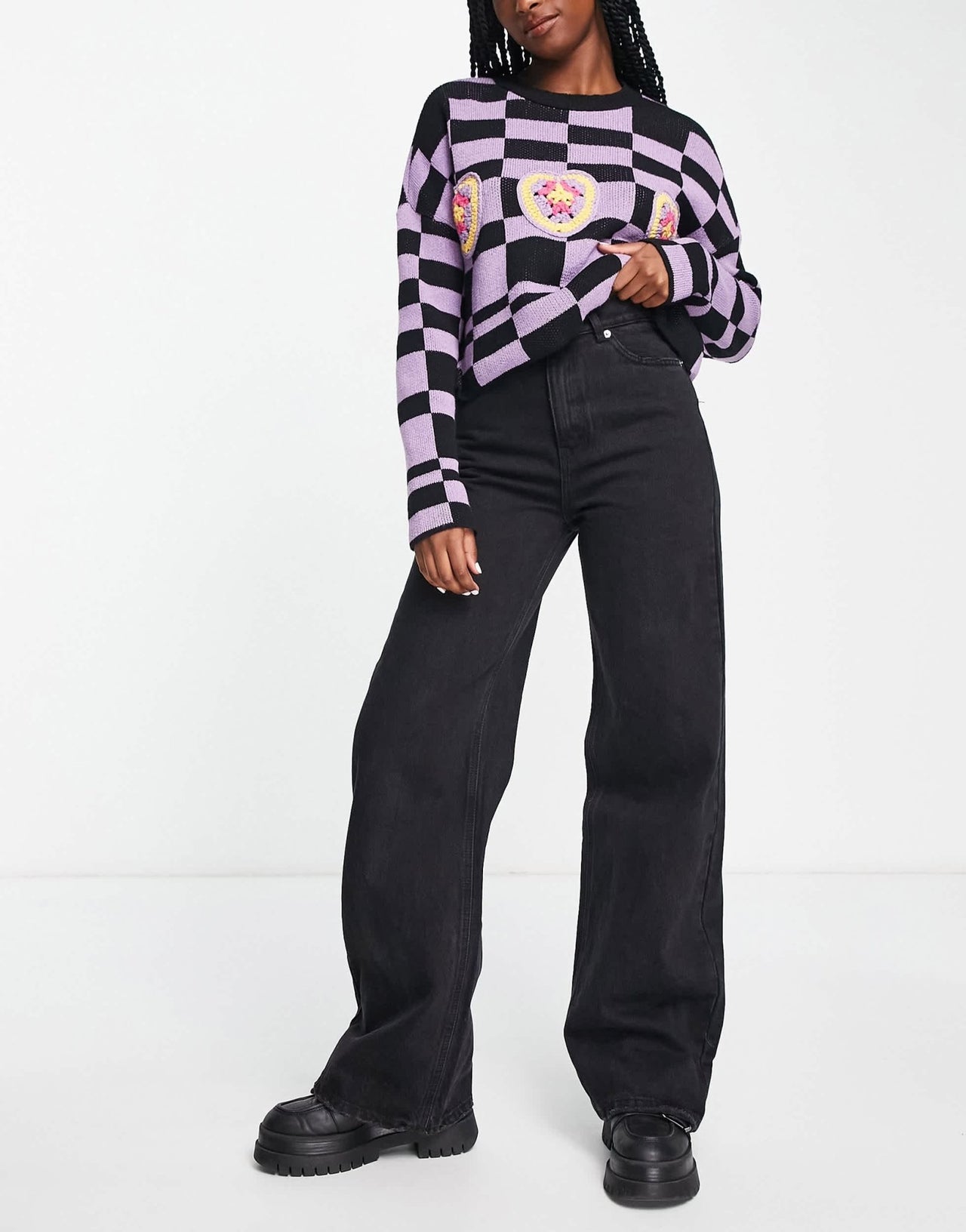 Pull&Bear high waisted wide leg jean in black - ASOS Sample Sale