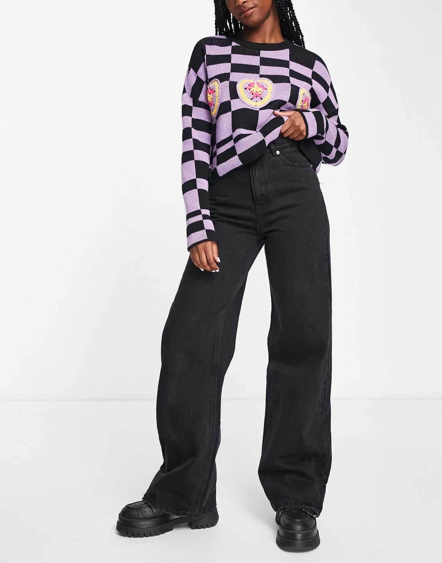 Pull&Bear high waisted wide leg jean in black - ASOS Sample Sale