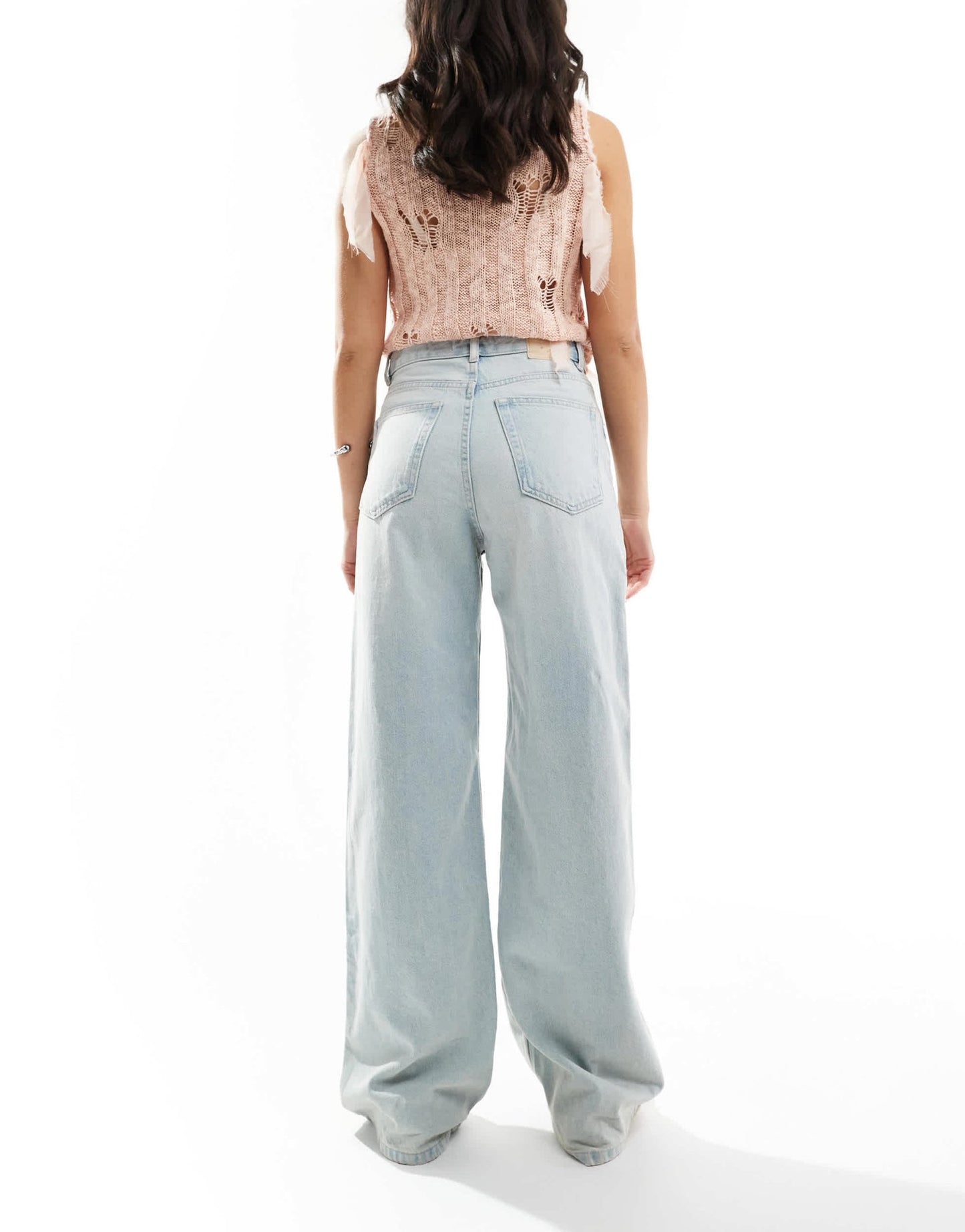 Pull&Bear high waisted wide leg jeans in light blue - ASOS Sample Sale