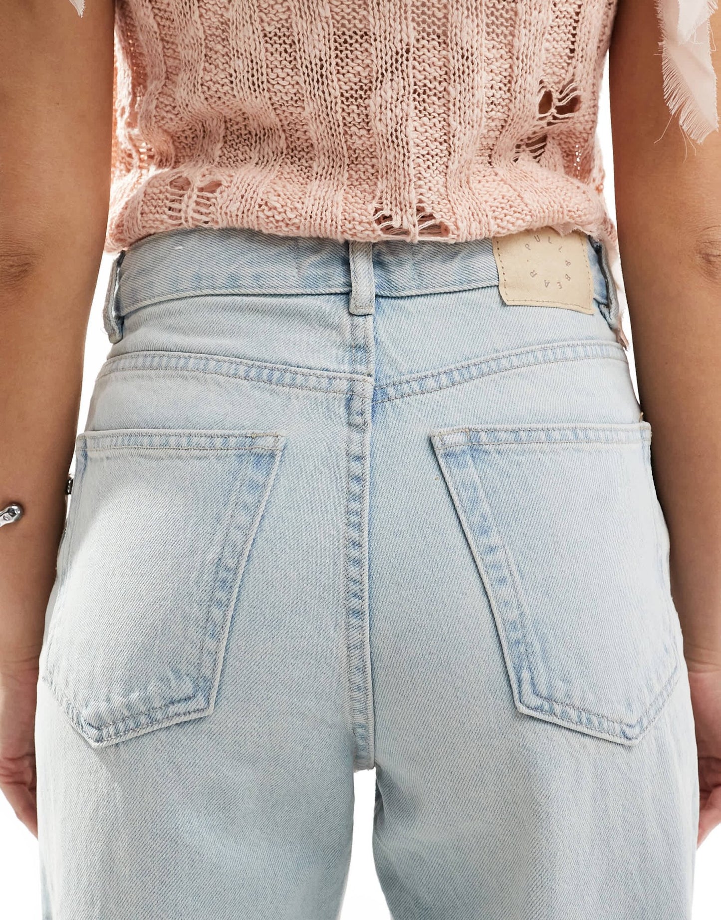Pull&Bear high waisted wide leg jeans in light blue - ASOS Sample Sale