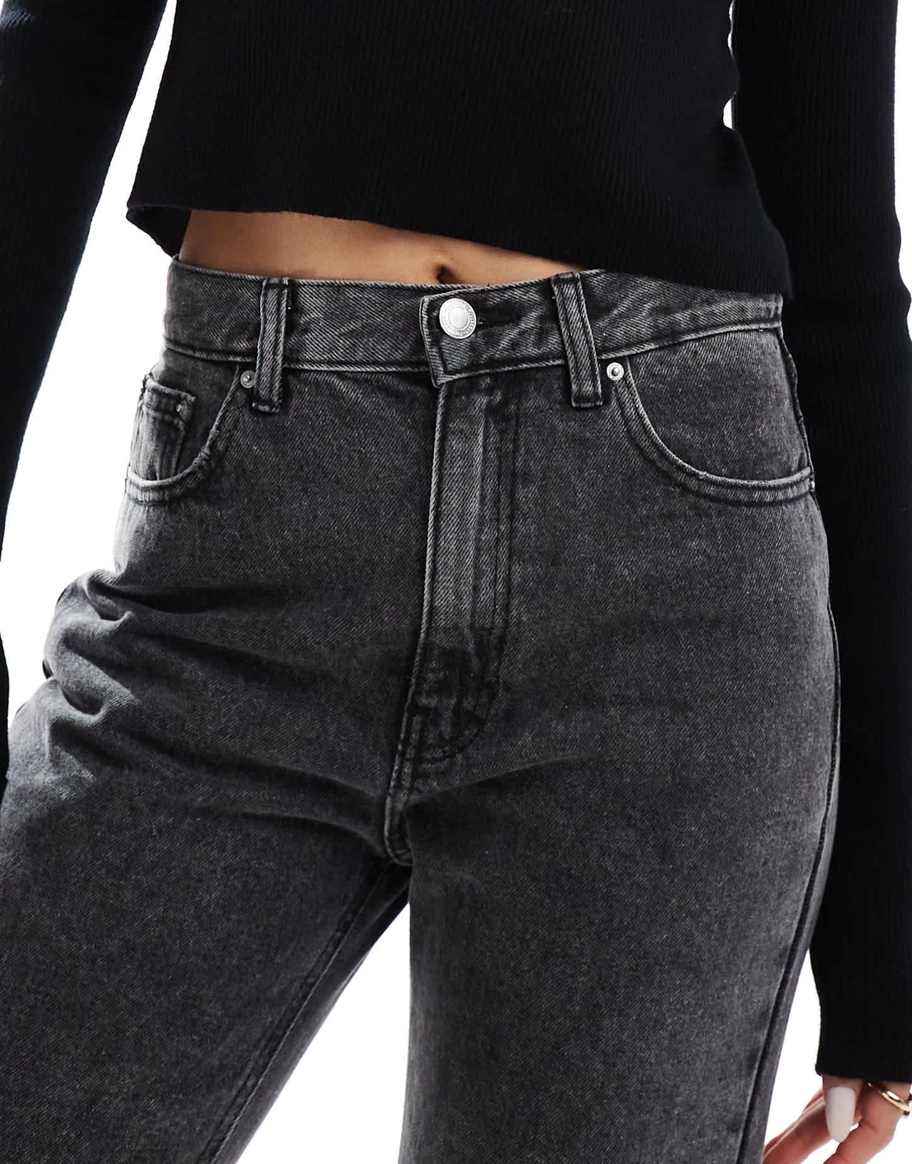 Pull&Bear knee rip mom jean in washed grey - ASOS Sample Sale