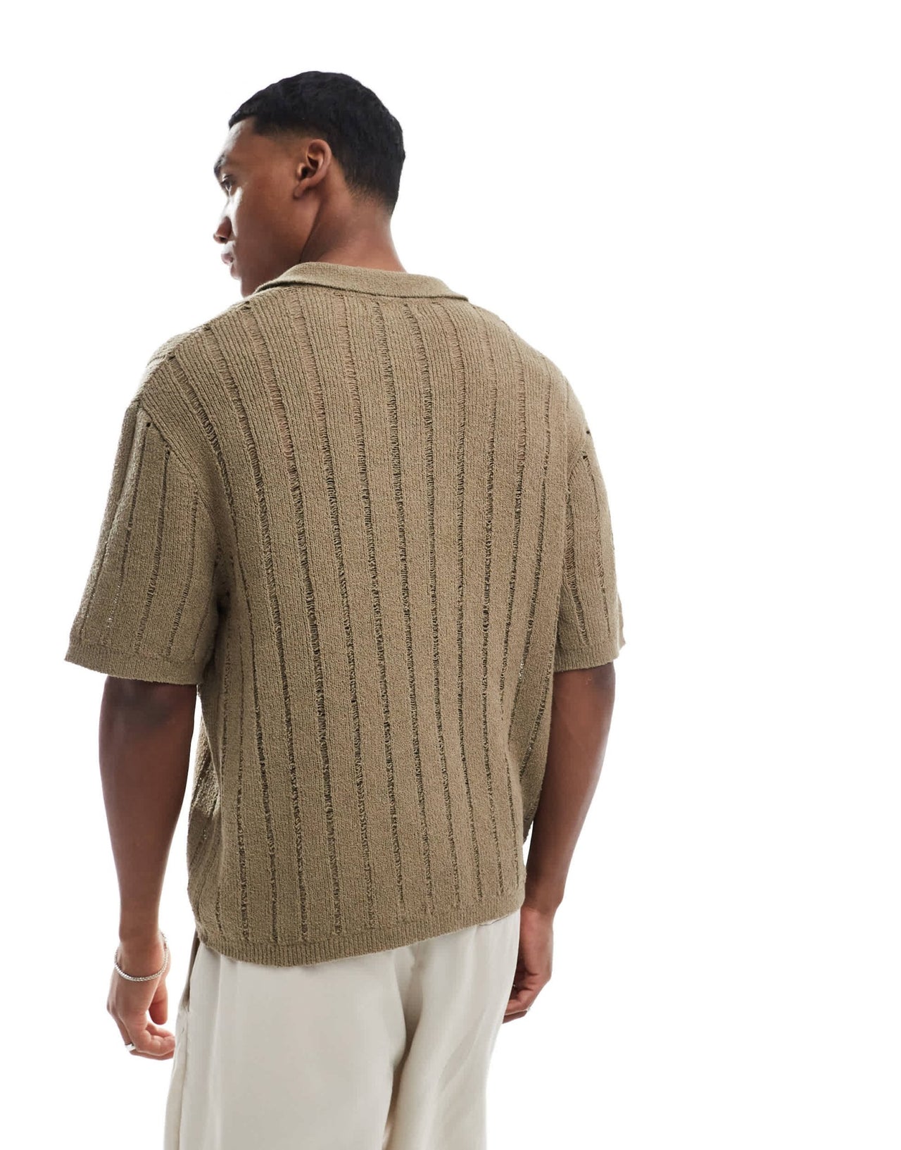 Pull&Bear knitted polo in camel - ASOS Sample Sale
