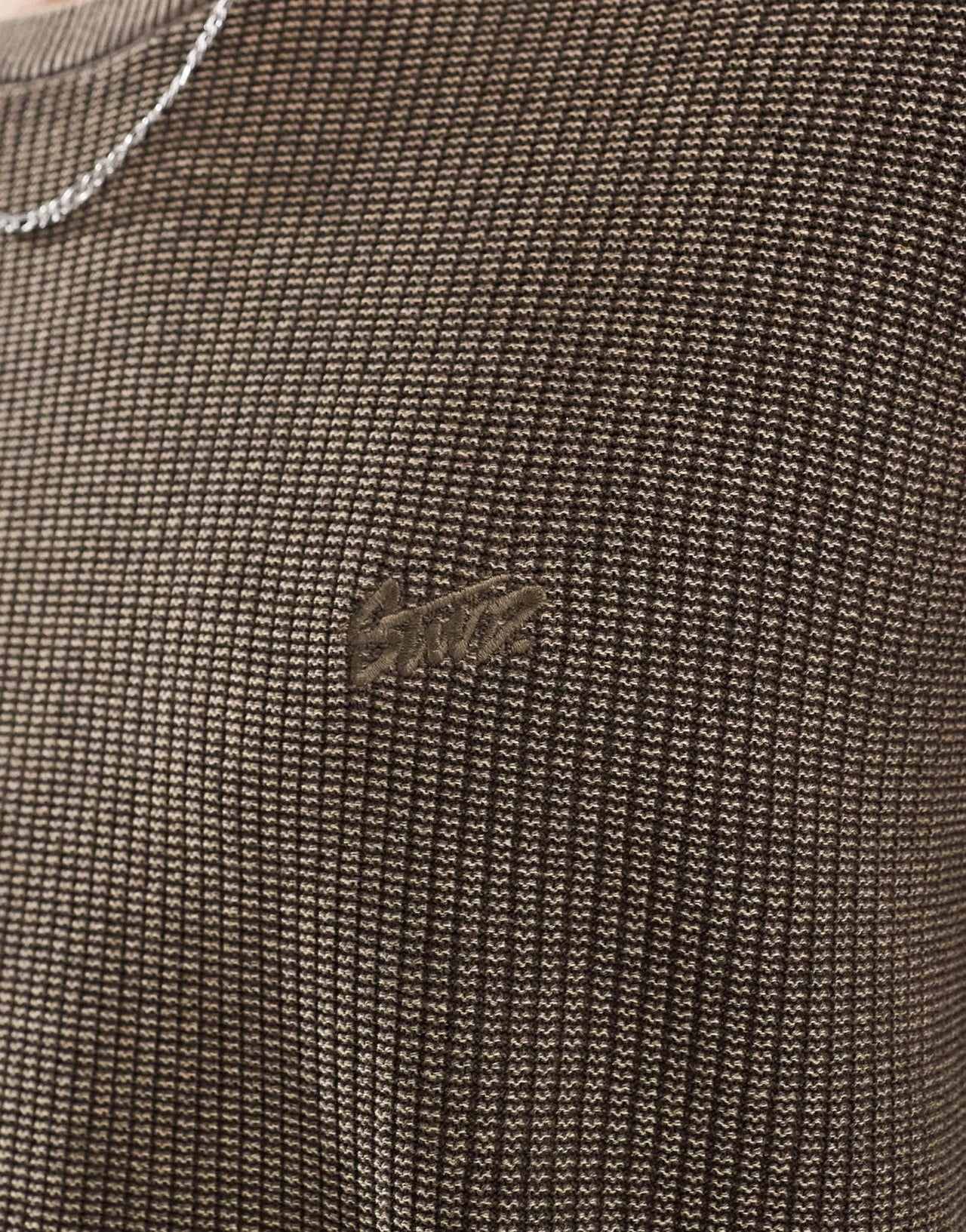 Pull&Bear knitted washed t-shirt in khaki - ASOS Sample Sale