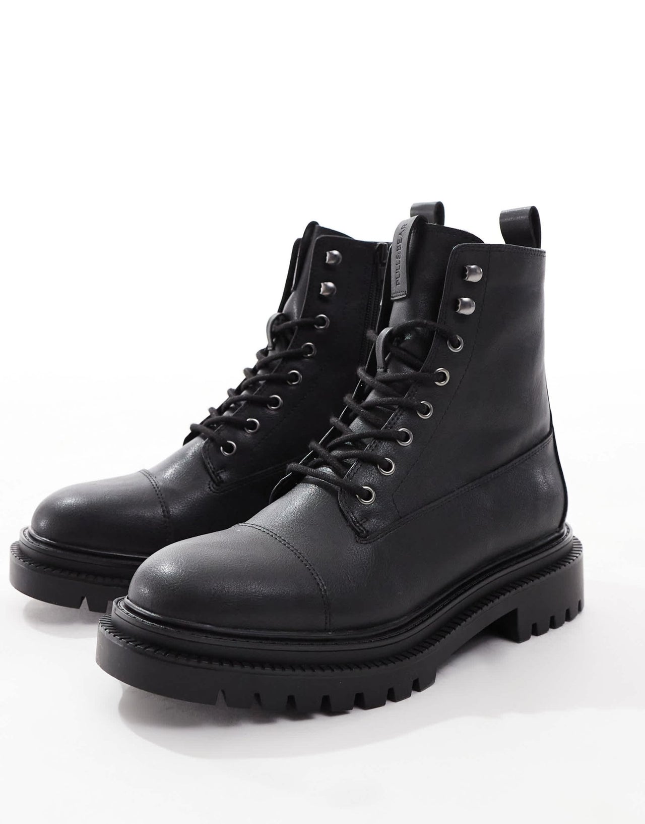 Pull&Bear lace up boots in black - ASOS Sample Sale
