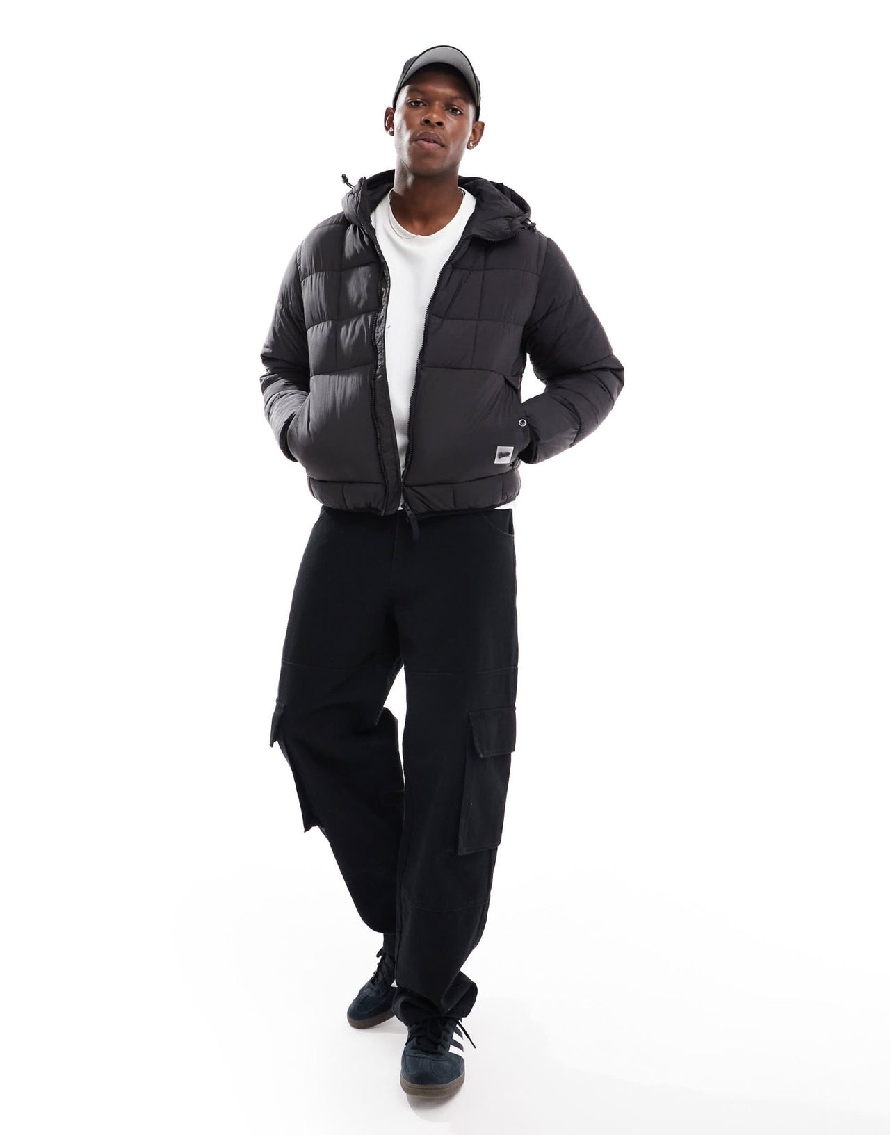 Pull&Bear lightweight puffer jacket with hood in black - ASOS Sample Sale